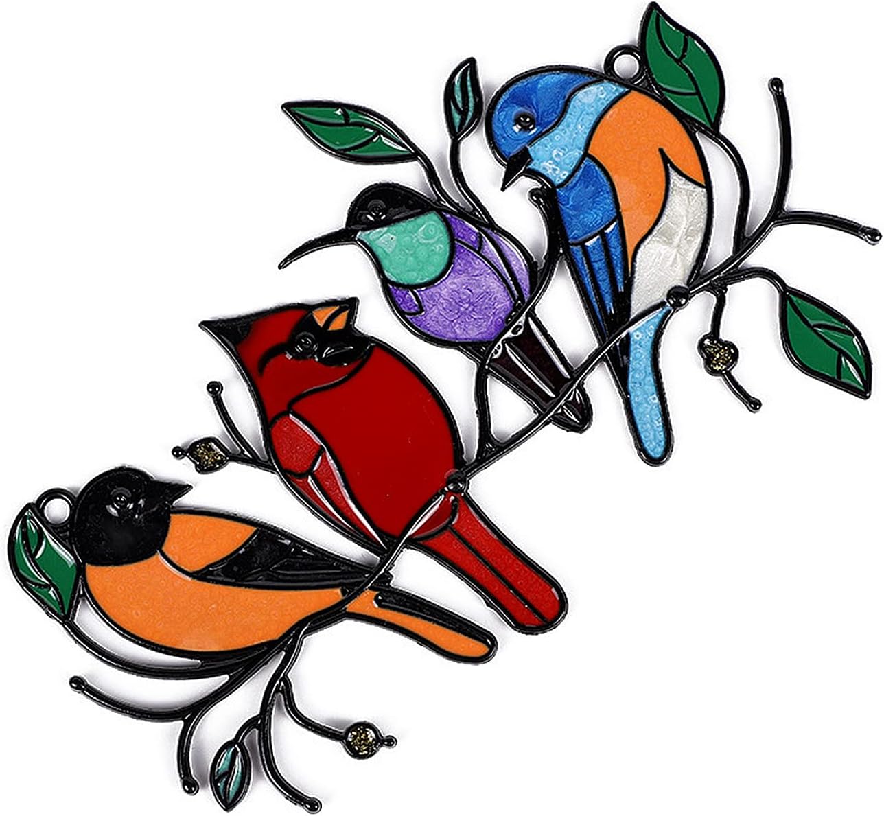 Birds On A Wire Suncatchers for Window Hanging-Birds Window Home Decor Gifts-Garden Suncatchers Metal Hummingbird Cardinal