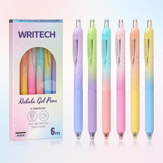 WRITECH Gel Pens Fine Point: Nebula Pen Set 0.7mm Black Ink Retractabl