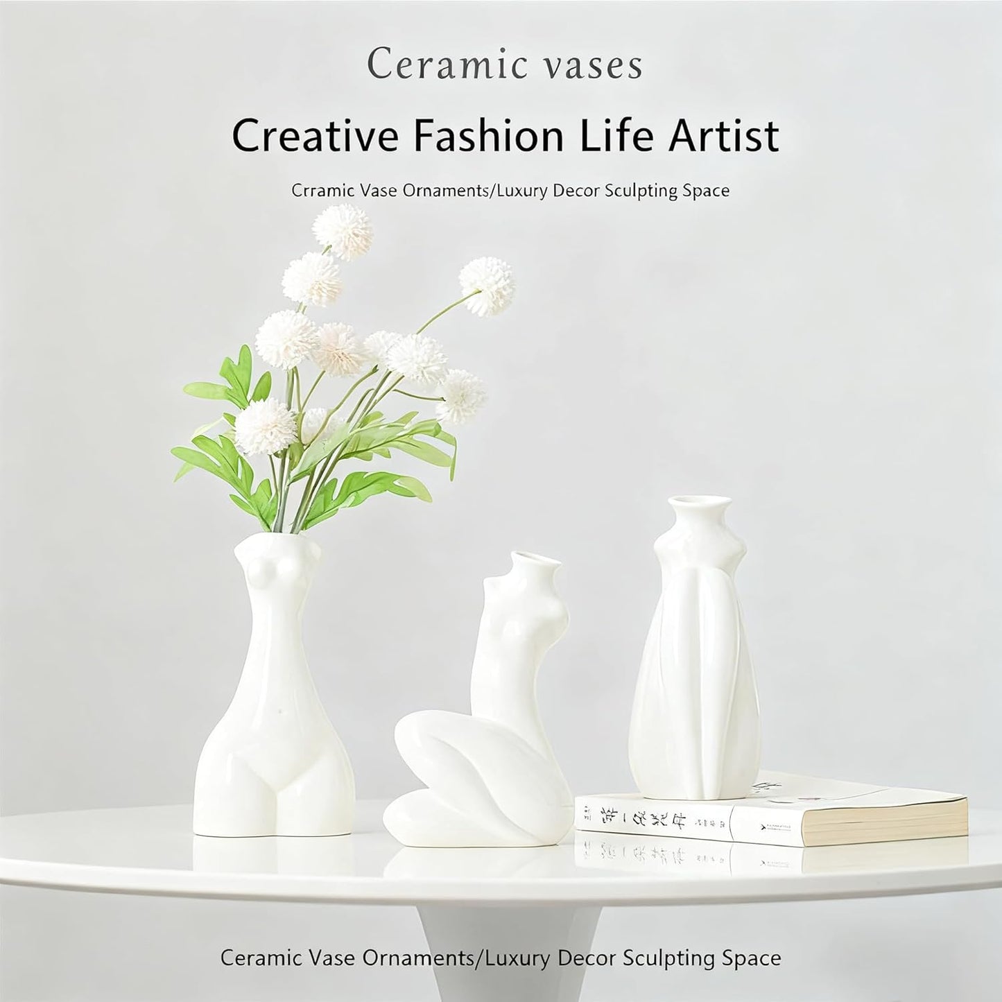 Abstract Female Body Vase - Artistic Butt & Boob Planter Bud Vase, Modern Ceramic Sculpture for Flowers, Funny Unique Home Decor Centerpiece (Akimbo-5.12'' H)