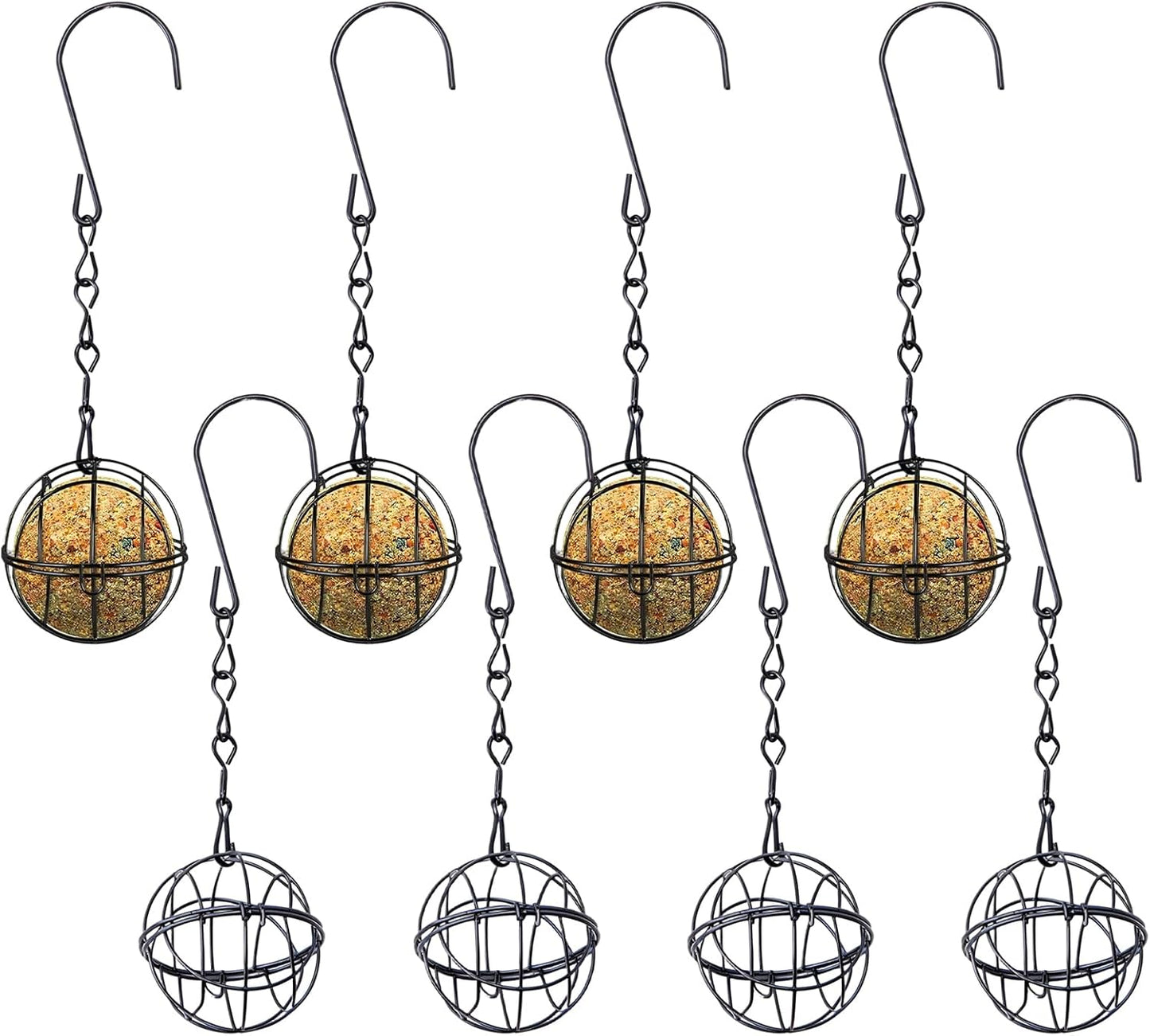 Bird Feeder Set - 8 Pieces Metal Sphere, Heavy Duty Outdoor Ball Feeders, Bird Feeding Station for Finches Robins Sparrows, Canary Budgies Backyard Balcony, Patio Terrace Garden Decor, Wildlife
