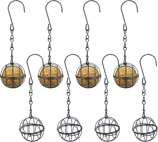 Bird Feeder Set - 8 Pieces Metal Sphere, Heavy Duty Outdoor Ball Feeders, Bird Feeding Station for Finches Robins Sparrows, Canary Budgies Backyard Balcony, Patio Terrace Garden Decor, Wildlife