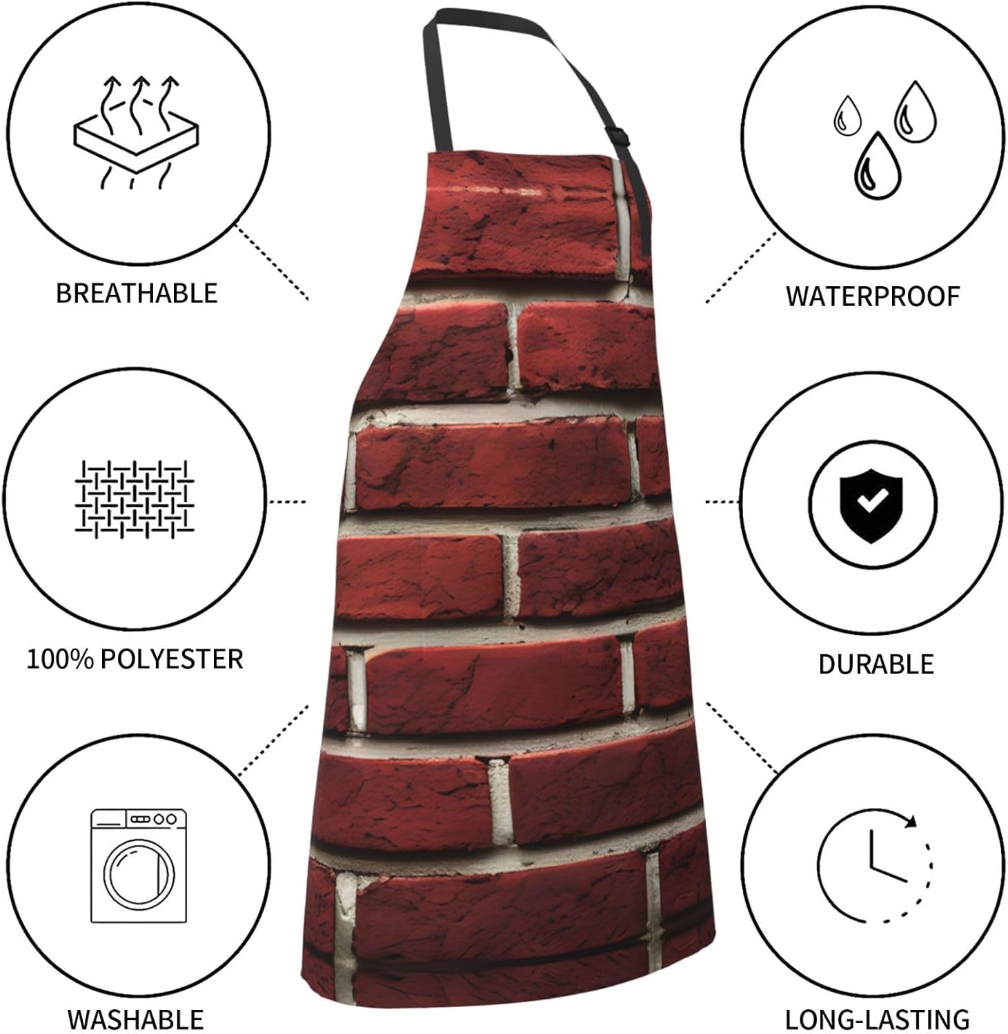 Brick Red Stone print Waterproof chef's apron with pocket apron for ki