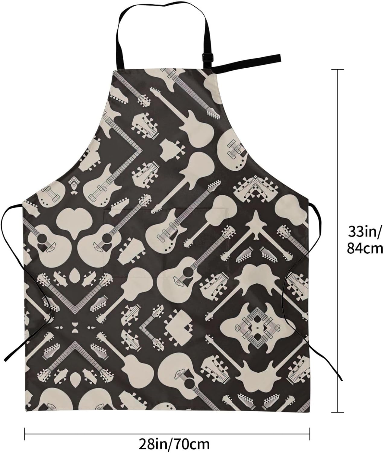 Guitar pattern print Waterproof apron with pocket adjustable cooking apron for adult kitchen bibs to bake