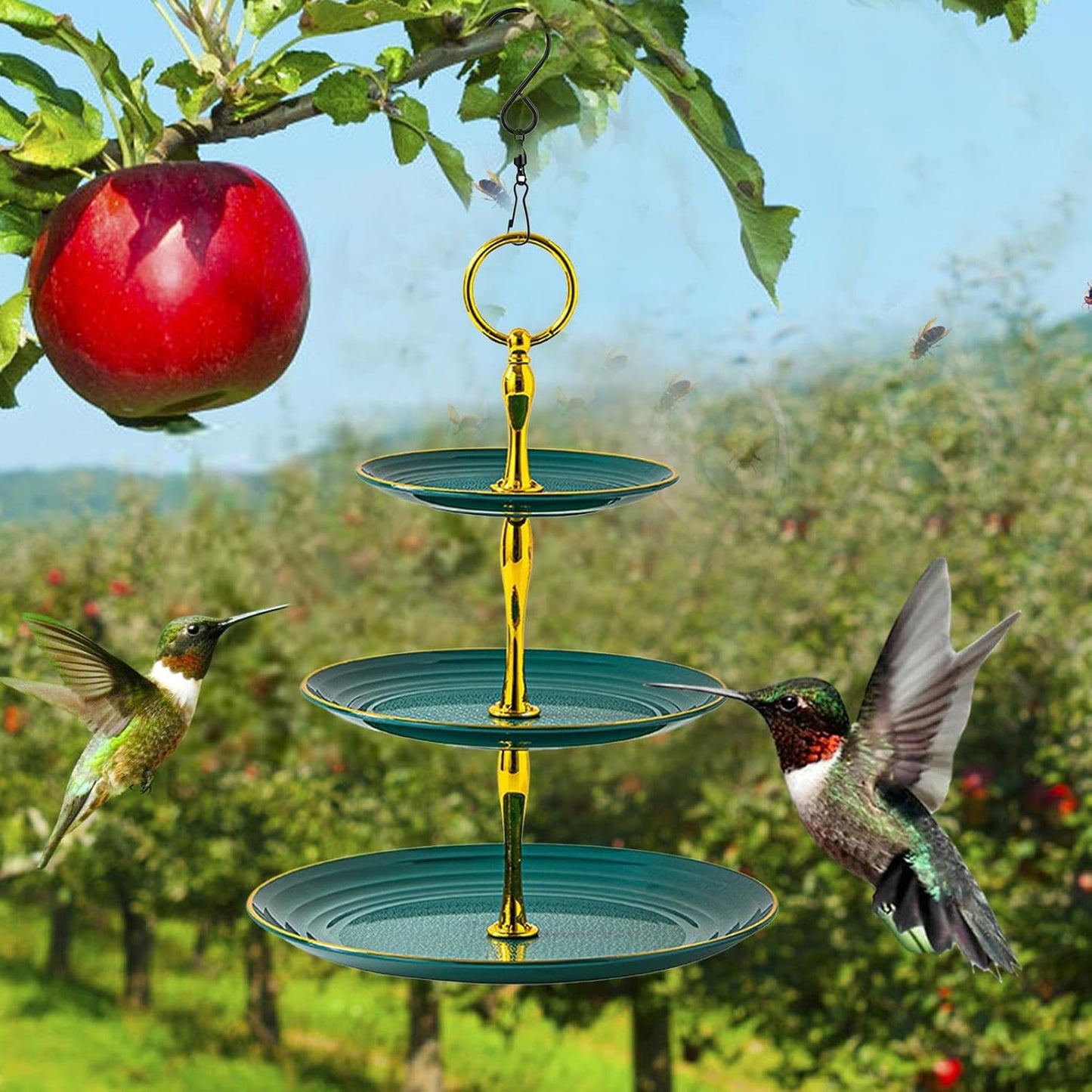 Ornamental Avian Water Feeder - Solar Flowing Birdbath Fountain, Hangi