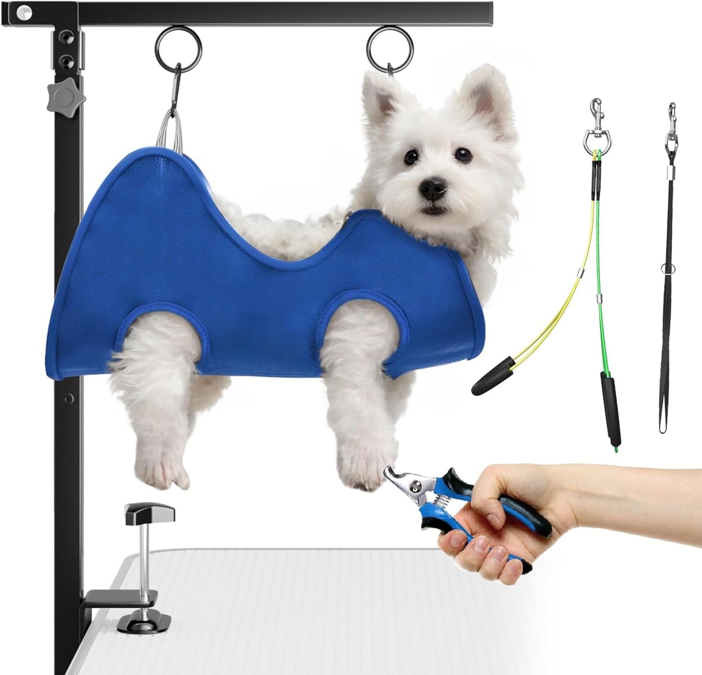 Foldable Dog Grooming Arm with Clamp: Adjustable Height 26"-40", Dog G