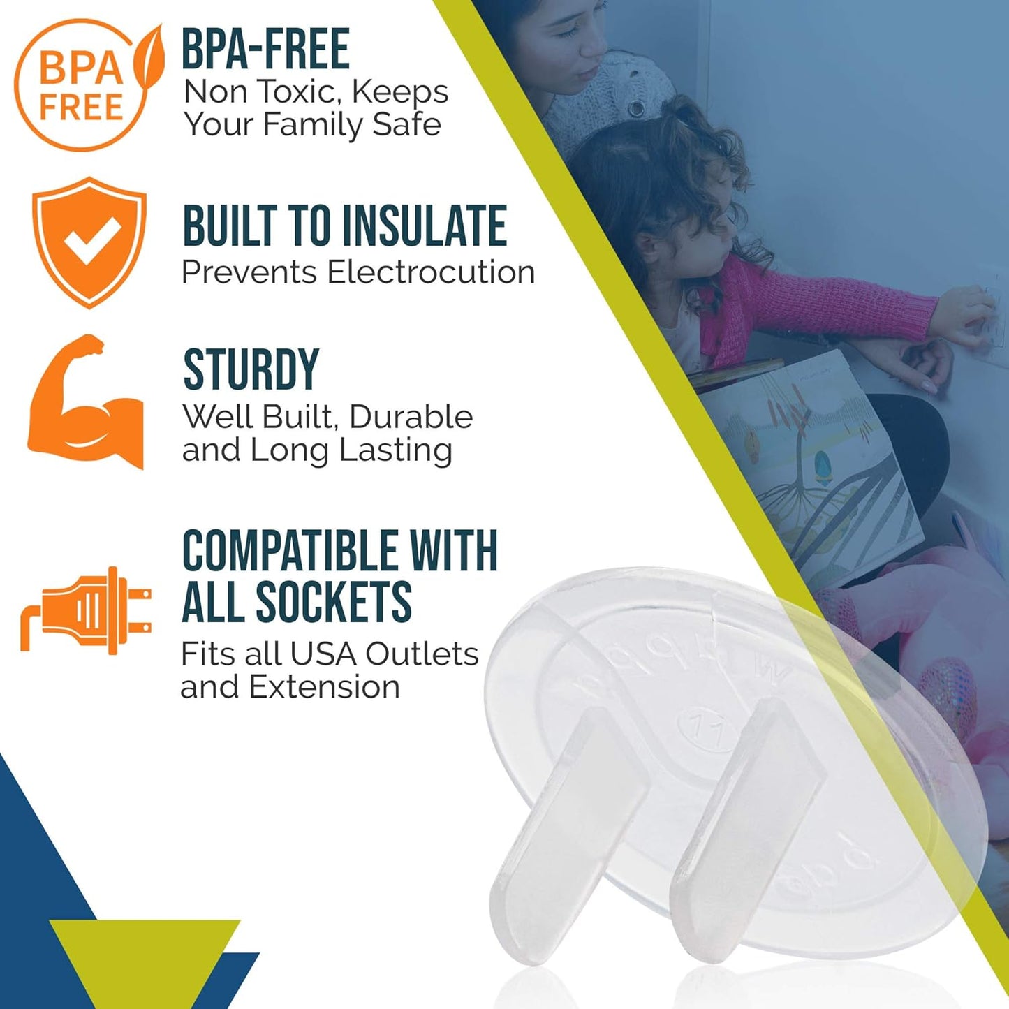 Clear Outlet Covers (50 Pack) Value Pack – Baby Safety Outlet Plug Cov