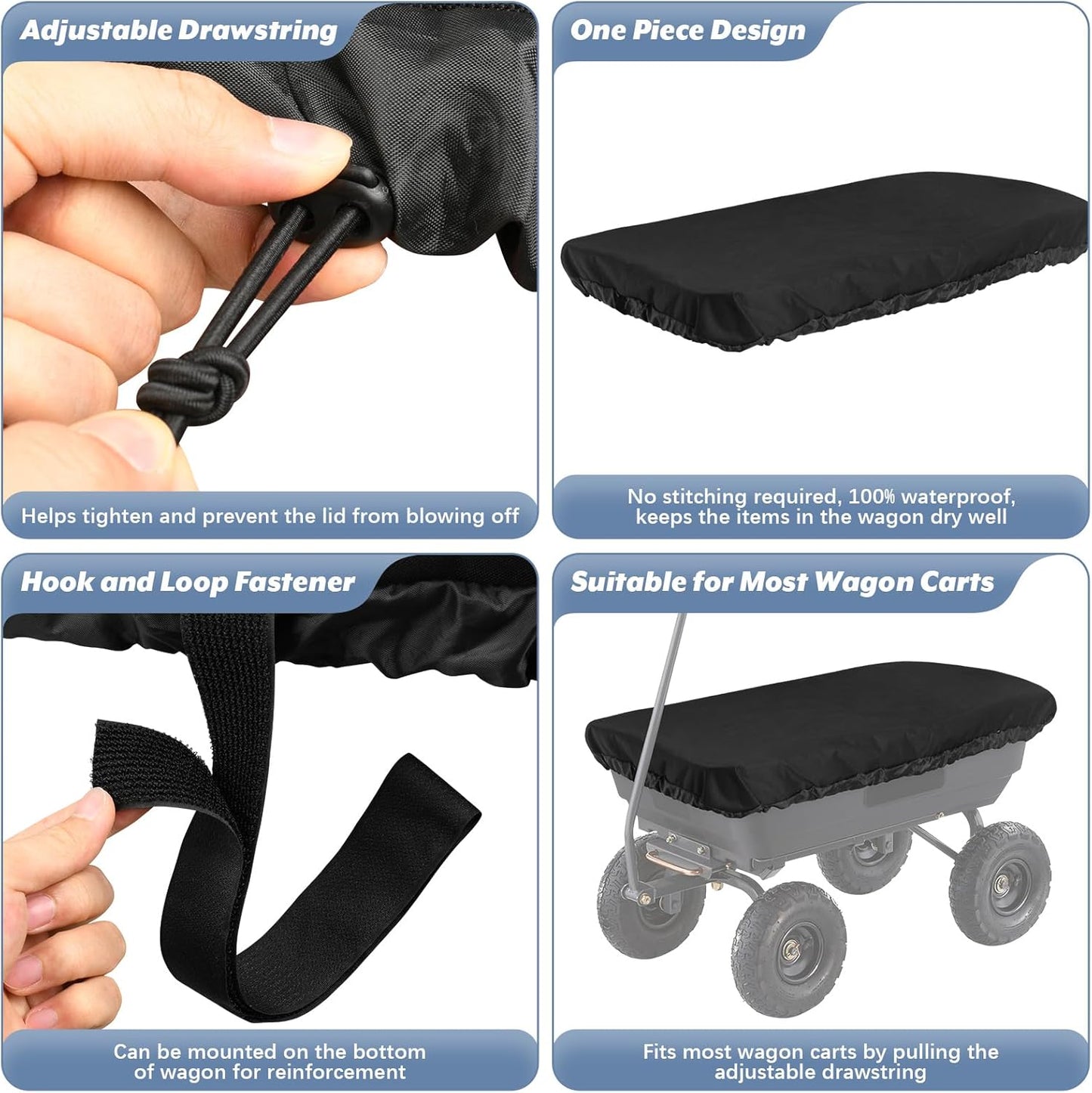 Collapsible Wagon Cover for Gorilla Carts Poly Garden Dump Cart, Outdoor Garden Wagon Cart Cover, Waterproof Dustproof UV Resistant Wagon Rain Covers Perfect for Lawn, Barn and Farm