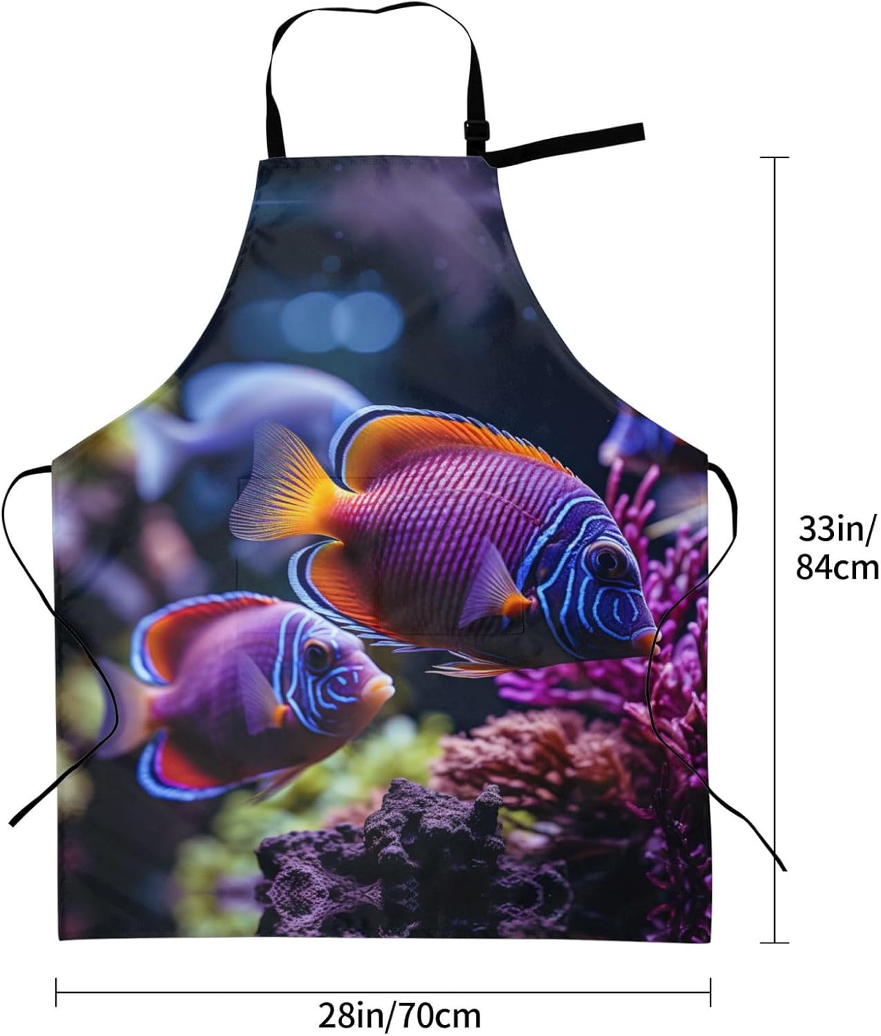 fish aquarium print Waterproof apron with pocket adjustable cooking apron for adult kitchen bibs to bake