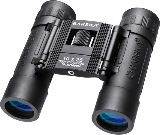 Barska Lucid View 10x25 Compact Binoculars – Lightweight Folding Design with Fully Coated Optics & Rubber Armor – Ideal for Travel, Hiking, Hunting & Sports