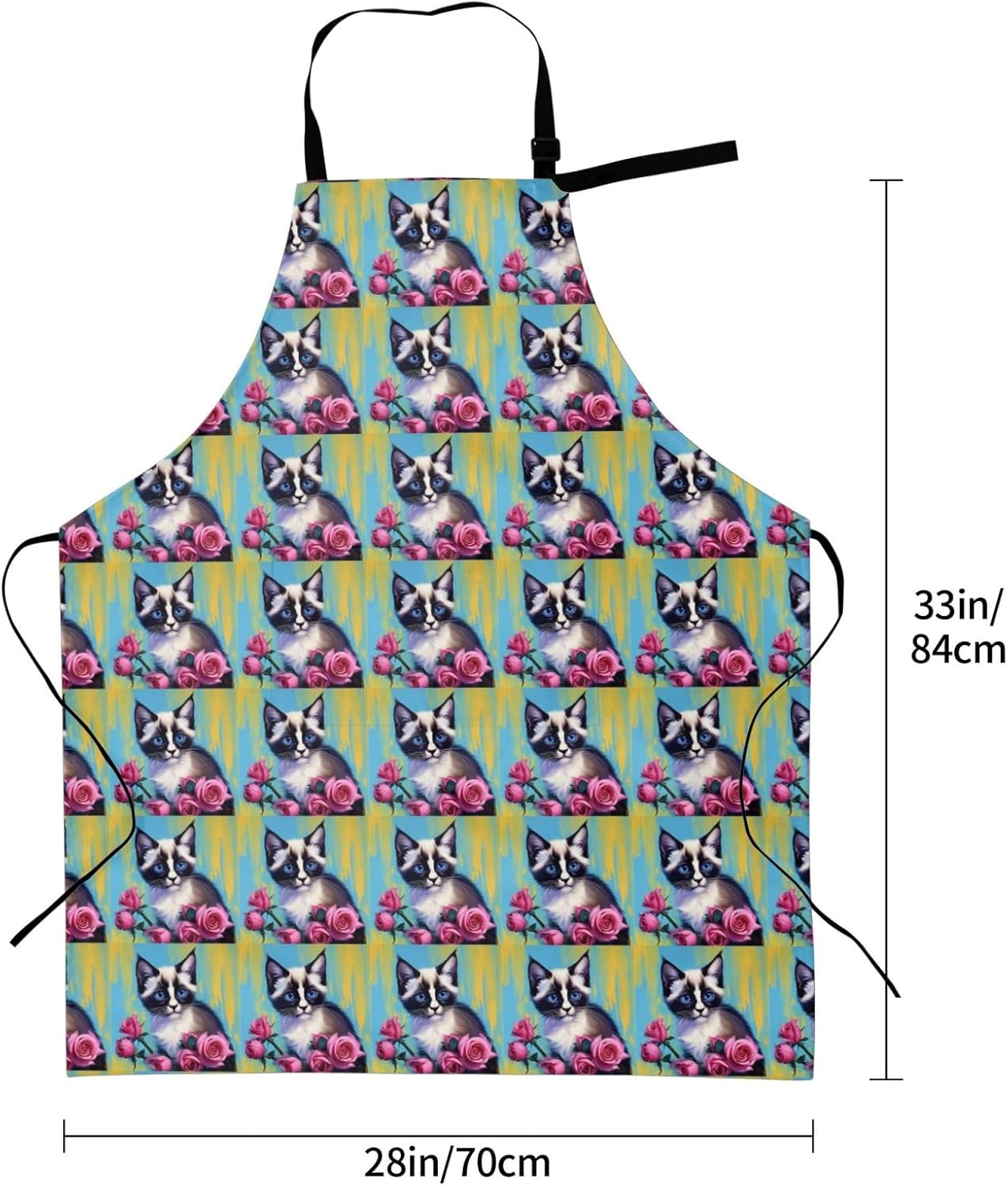 YANYU Mid-Century Modern Art Cat Print 28x33 In Kitchen Apron Stylish 