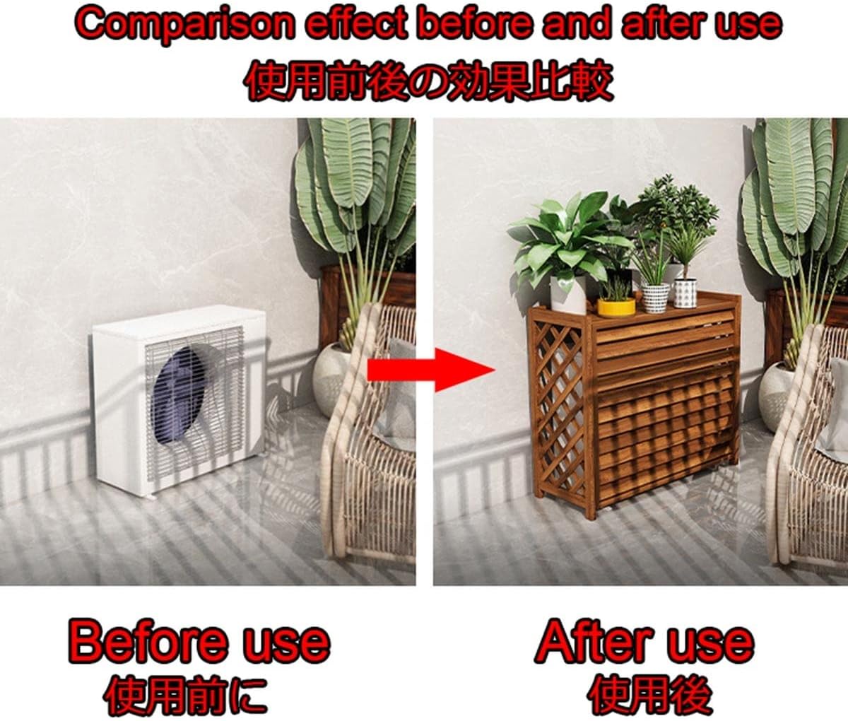 Wooden Air Conditioner Cover Plant Stand Indoor Outdoor Flower Rack for Balcony Display Anti Theft Fence Screen to Conceal Outside Unit Durable and Stylish Rack