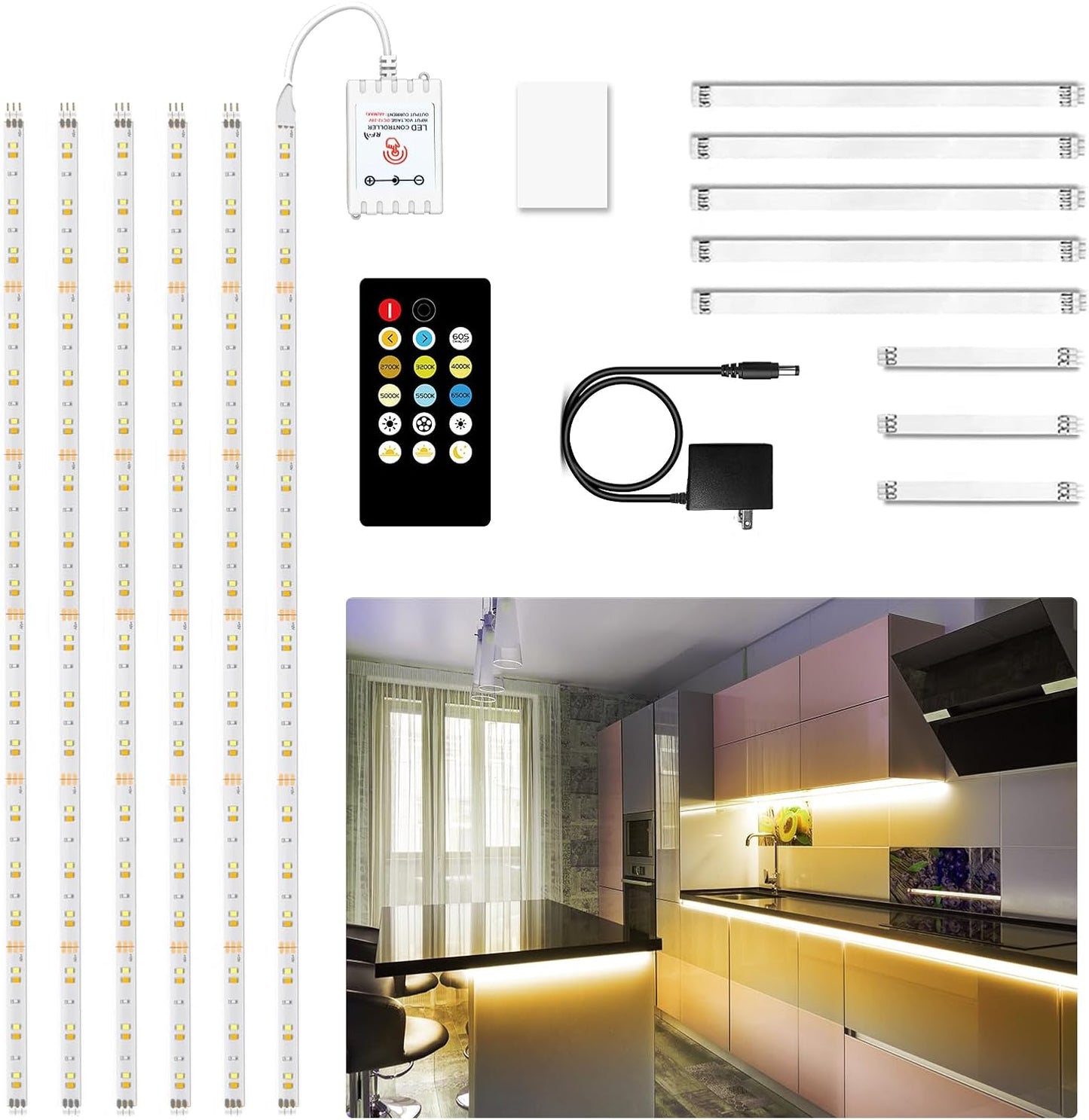 DAYBETTER Under Cabinet Lights, 6 PCS Under Cabinet Lighting with Remo