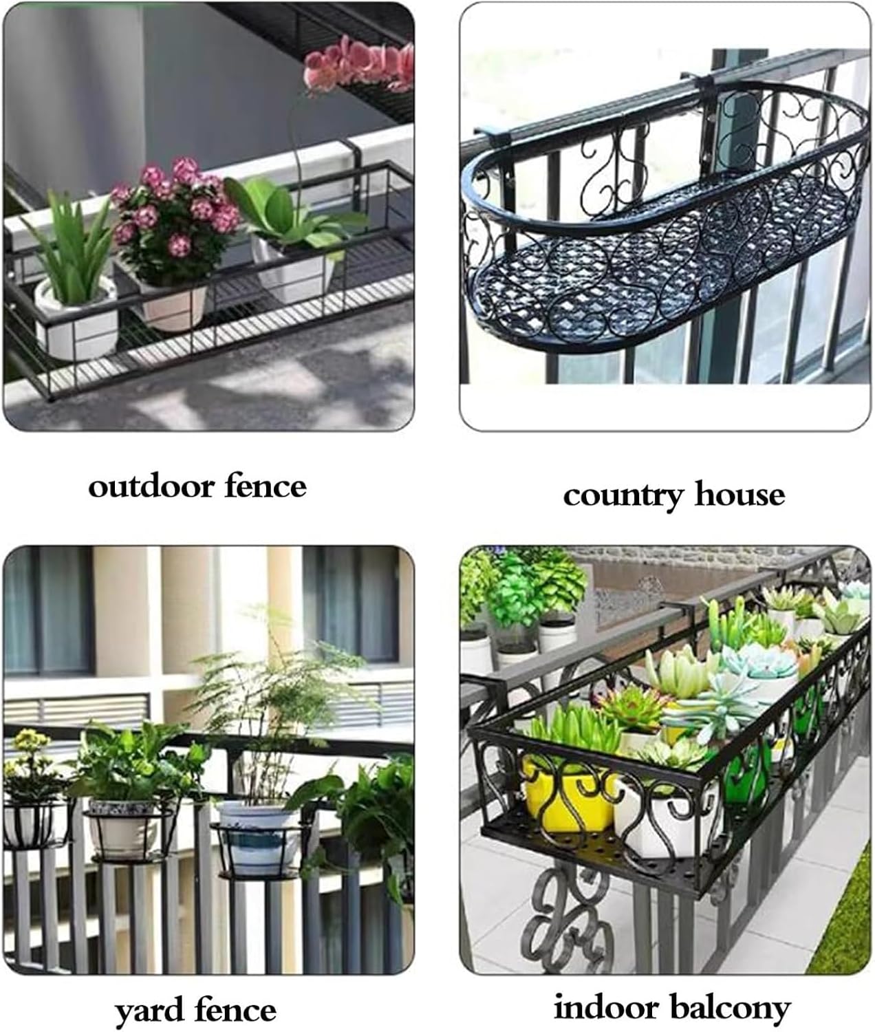 Hanging Railing Planter - Balcony & Fence Flower Pot, Country House De