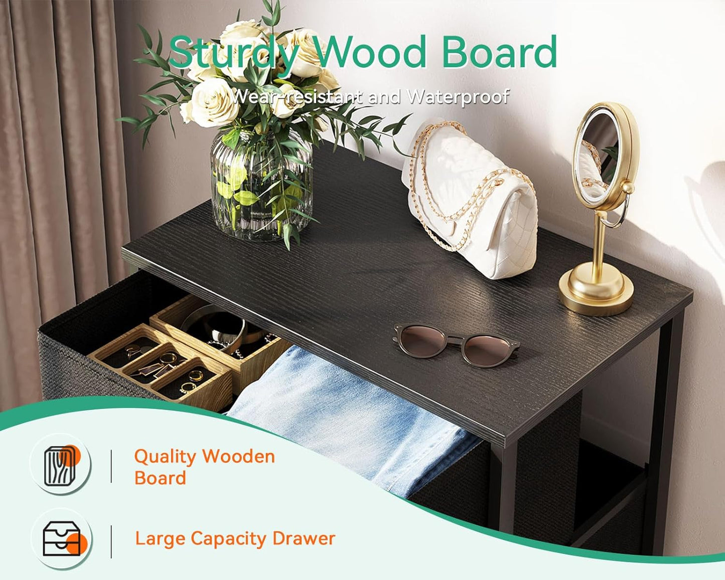 AODK Dresser for Bedroom with 4 Storage Drawers, Small Dressers Chest 