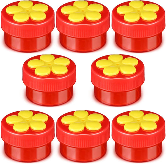 8 Pcs Hummingbird Feeder Handheld Window Flower Mini Hand Held Hummingbird Ring Feeders Wild Bird for Outdoors Backyard Birdwatcher Gifts Supplies(Red Bottom)
