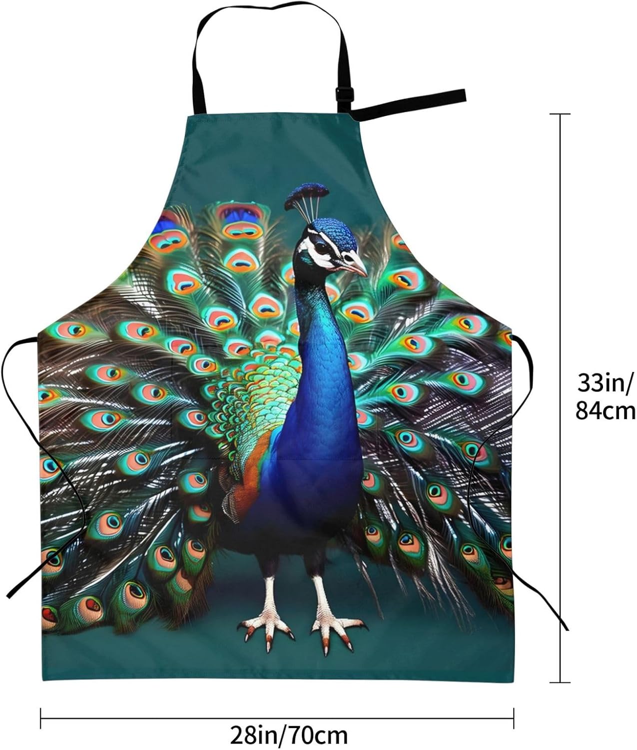 Beautiful peacock print Waterproof apron with pocket adjustable cooking apron for adult kitchen bibs to bake