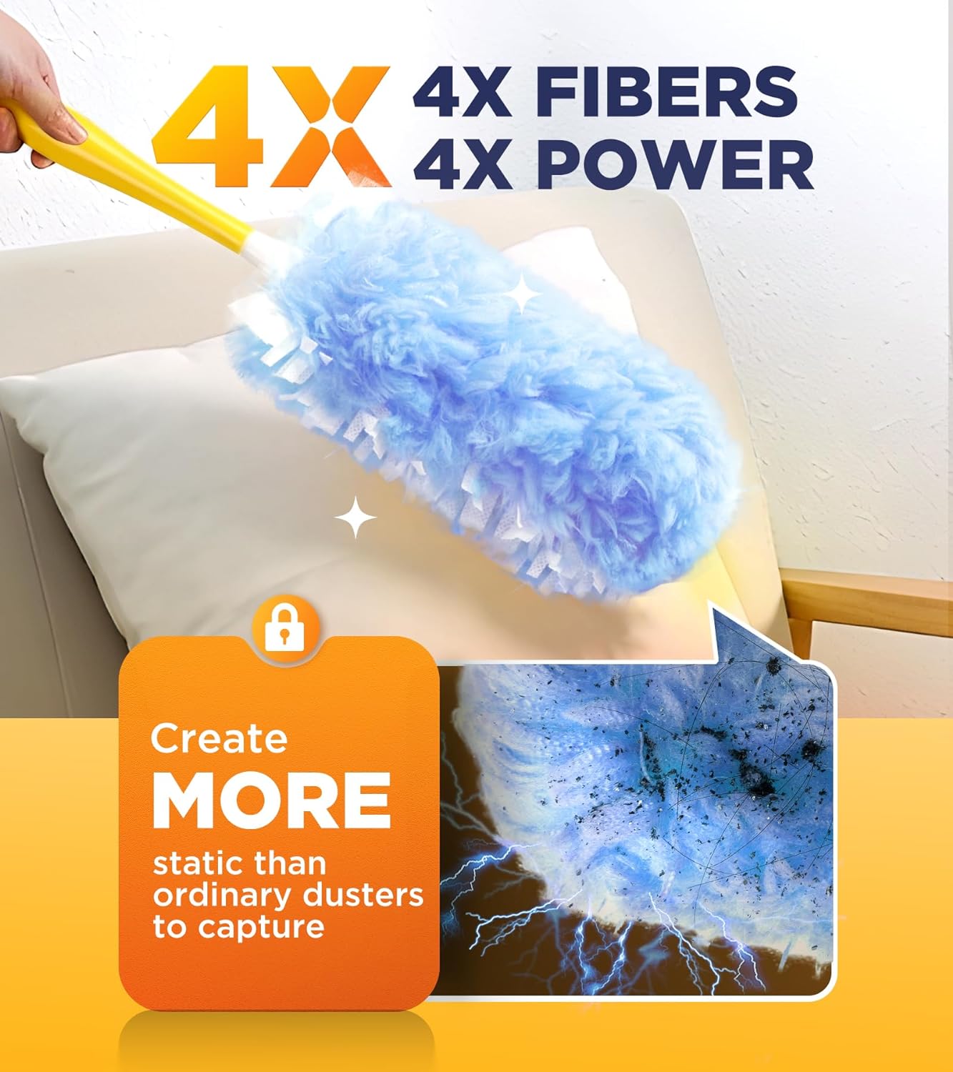 Heavy Duty Duster Refills for Swiffer Duster, 20 Count Duster Refills with 1 Handle, Multisurface 360° Dusters with 4X Microfibers, Unscented Disposable Dusters forCleaning