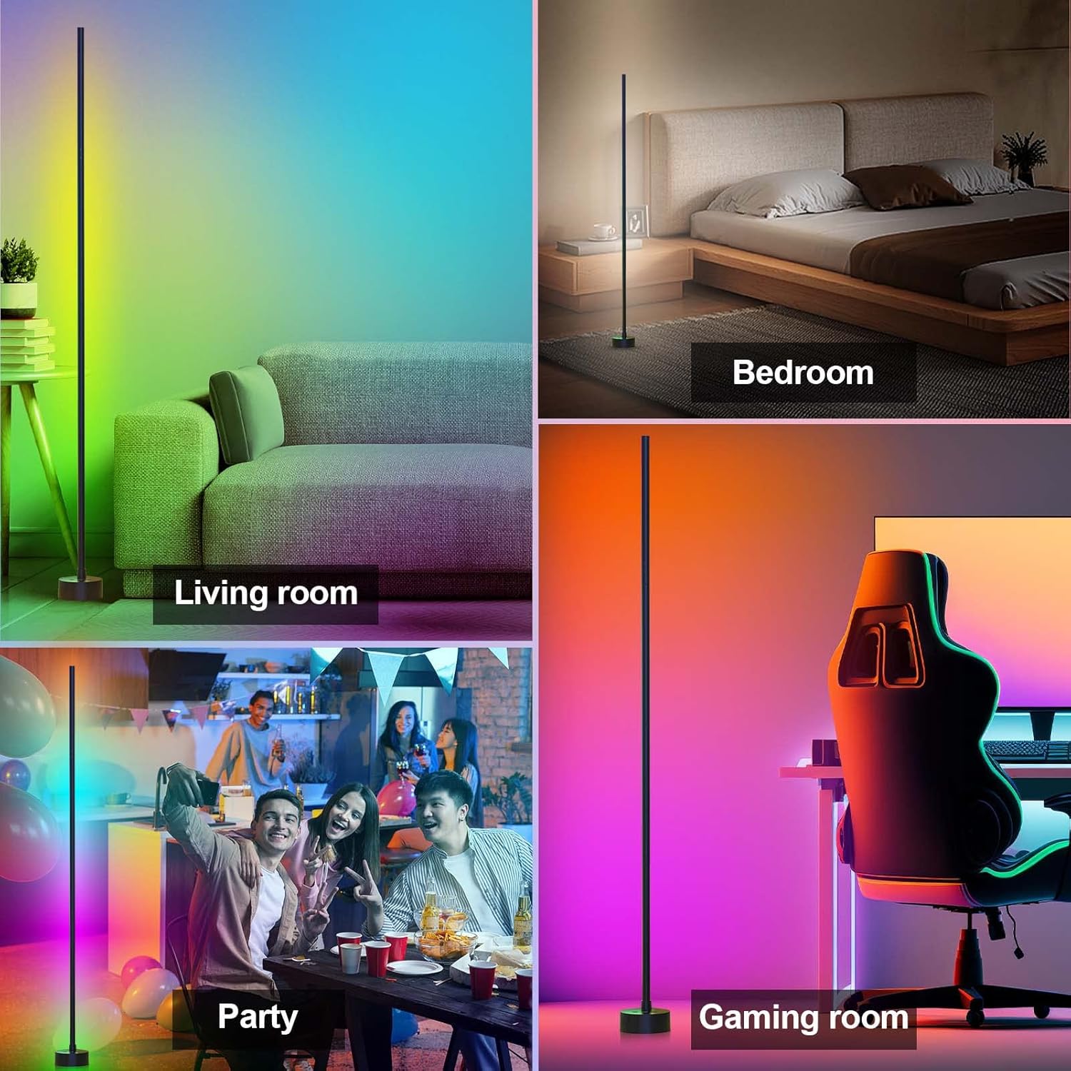 Corner Floor Lamp - Smart RGB LED Corner Lamp with App and Remote Cont