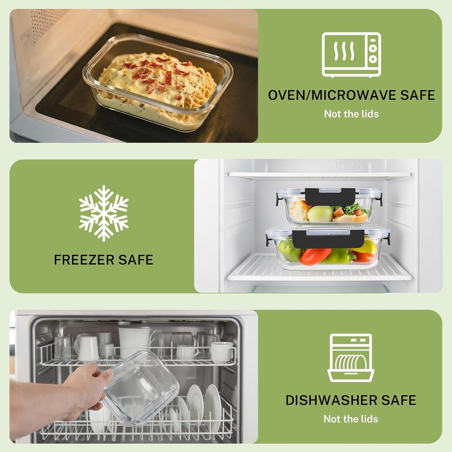 8 Pack Borosilicate Glass Food Storage Containers with Lids, Glass Mea