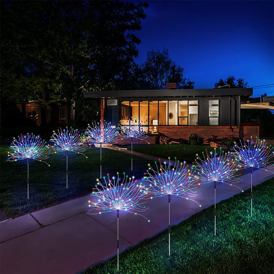1 Pack Solar Firework Light, Waterproof Lawn Lamp Lights with 8 Lighting Modes,Holiday Decorations Lights Outdoor Lighting Decoration (Multicolor,8 Mode 60LEDS)