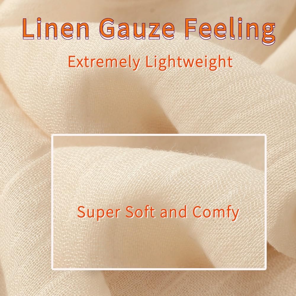 Harewom Lightweight Gauze Linen Feeling Shawl Wraps for Women Beach Su