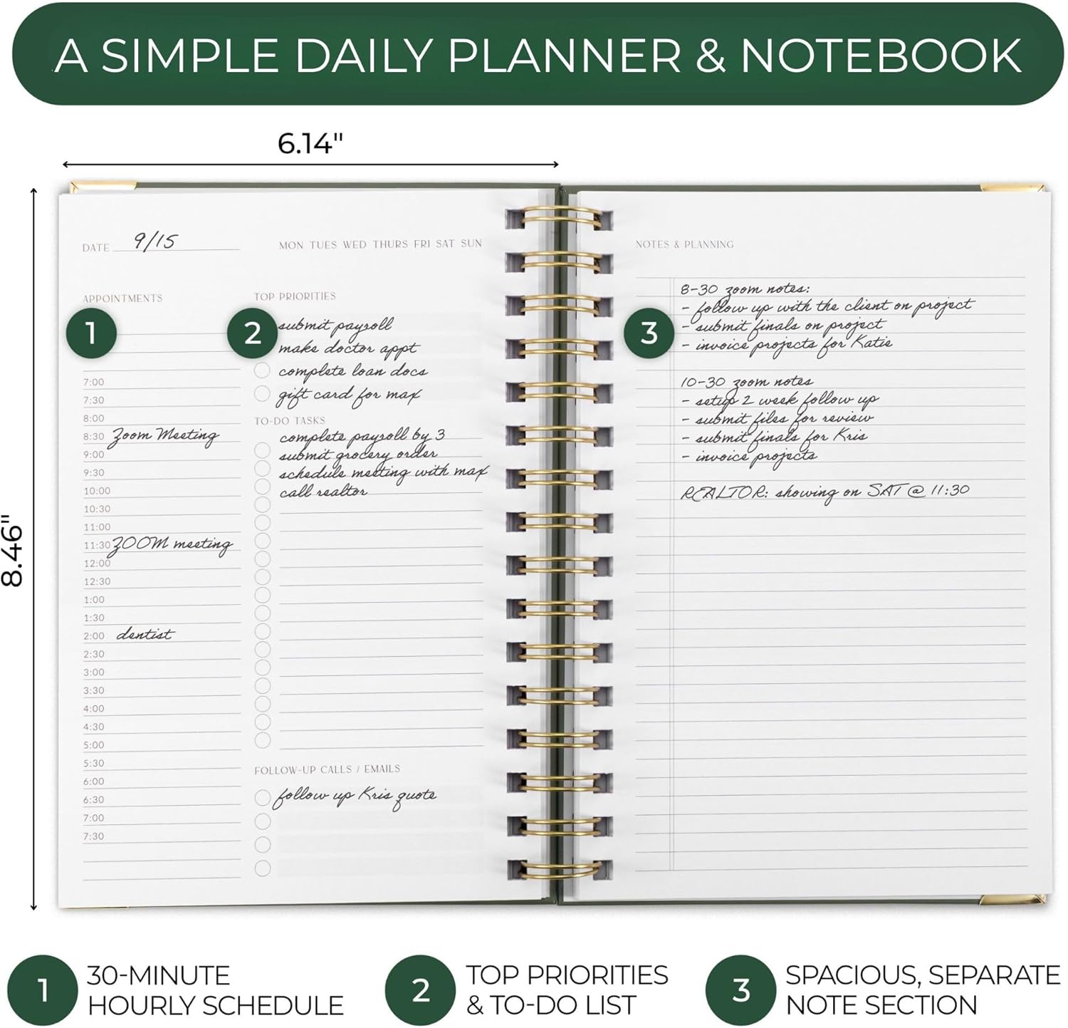 Aesthetic Daily Planner And Notebook With Hourly Schedule - Beautiful 