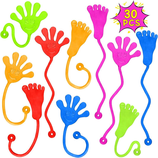 PICcircuit Sticky Hands Bulk 30 PCS Party Favors for Kids 4-8,8-12 Year Stretchy Sticky Hand Feet Goodie Bags Stuffers for Kids Classroom Prizes Easter Basket Stuffers Birthday Trinkets Slap Hand