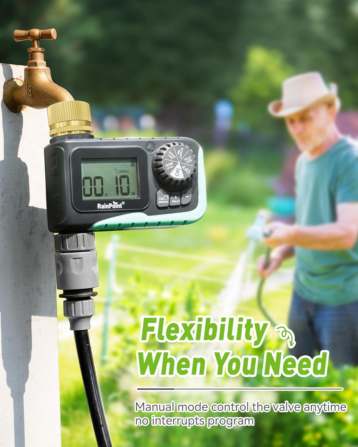 RAINPOINT Sprinkler Timer Outdoor,Programmable Water Timer for Garden 