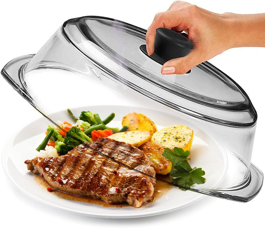 Le’raze Tall Glass Microwave Splatter Cover for Food - Cookware & Bake