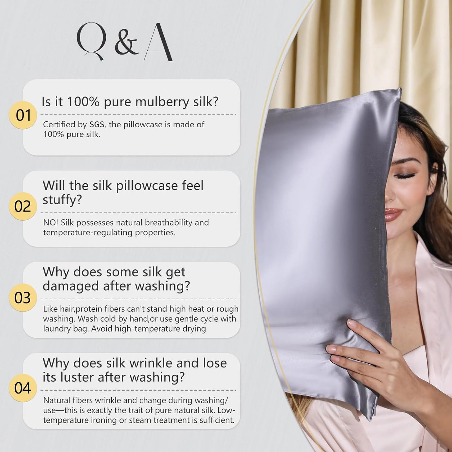 ZIMASILK 100% Pure Mulberry Silk Pillow Cases for Hair and Skin, Soft,
