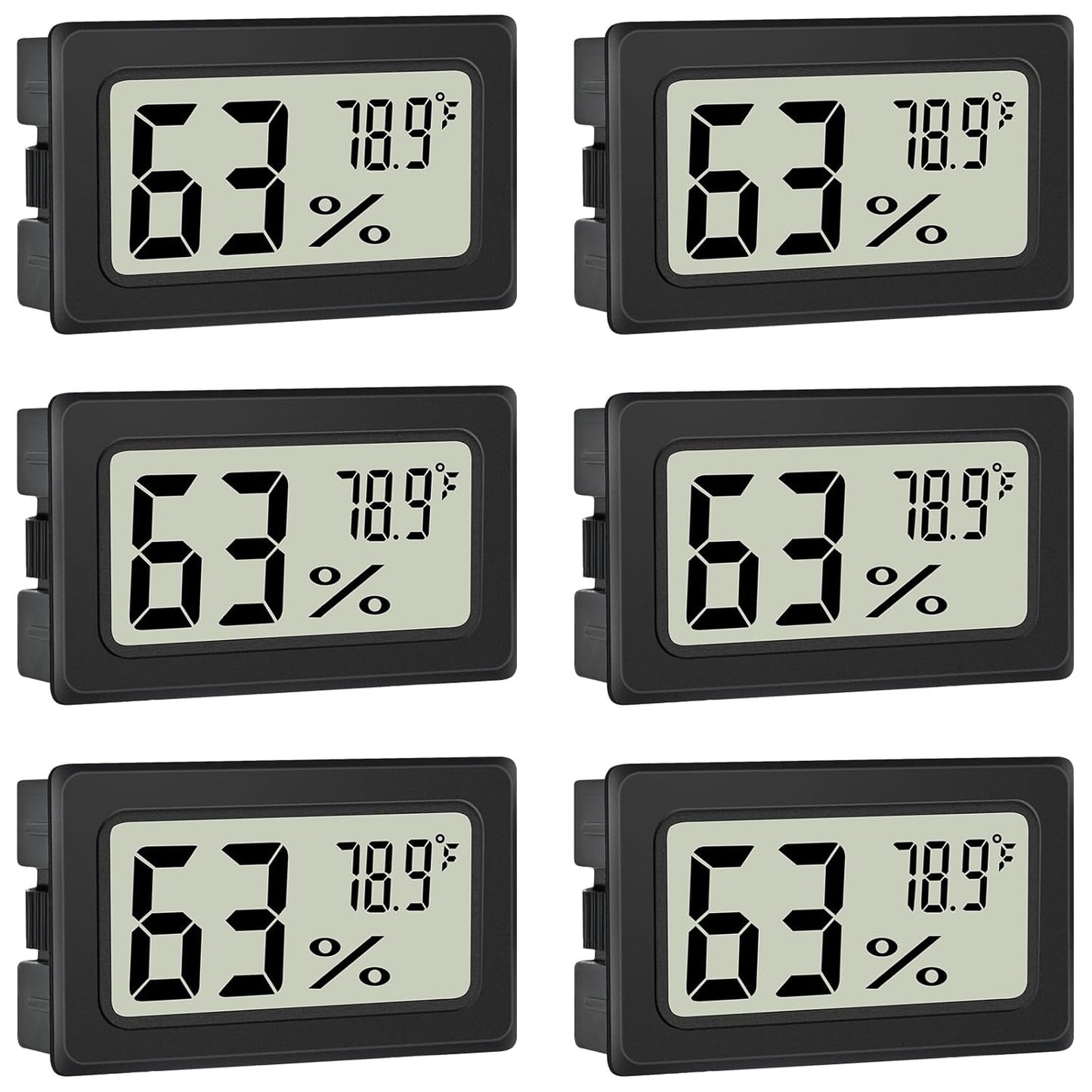 Humidity Meter Indoor Thermometer 6-Pack Mini Digital Thermometer Hygrometer Indoor Temperature Humidity Meters Gauge LCD Display Fahrenheit (℉) for Greenhouse, Reptile Tank, Cellar, Closet