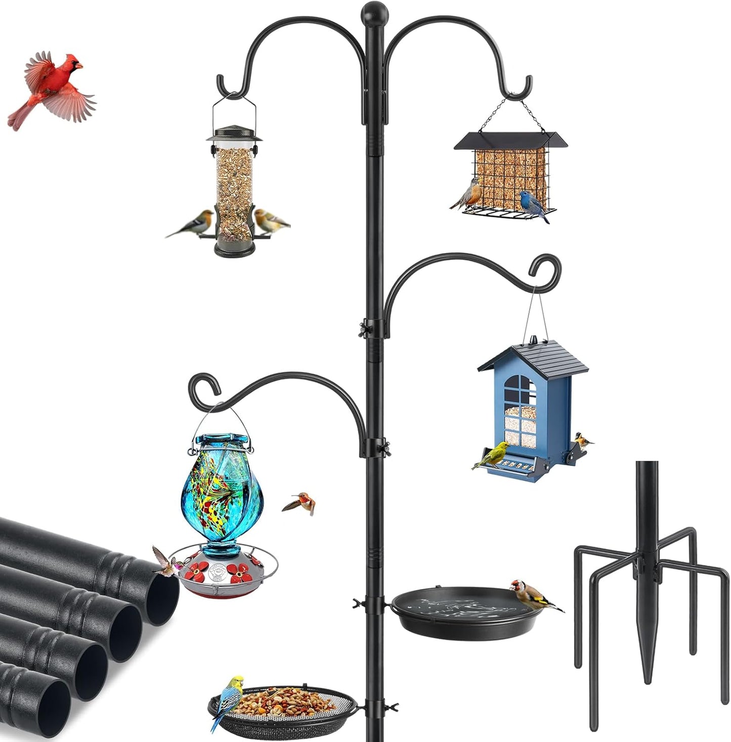 Bird Feeder Pole, Bird Feeding Station 88 Inch Shepherds Hooks for Out