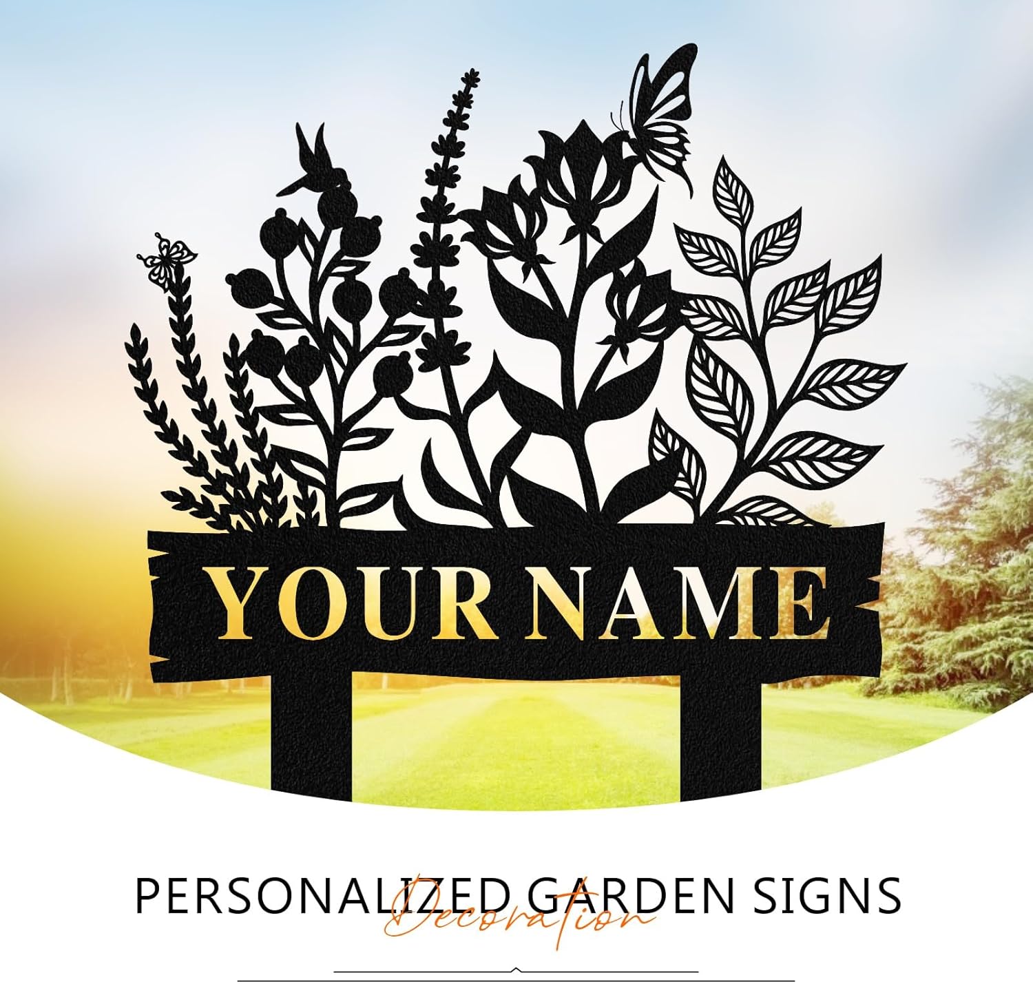 Personalized Garden Signs with Stake, Custom Metal Garden Sign for Out