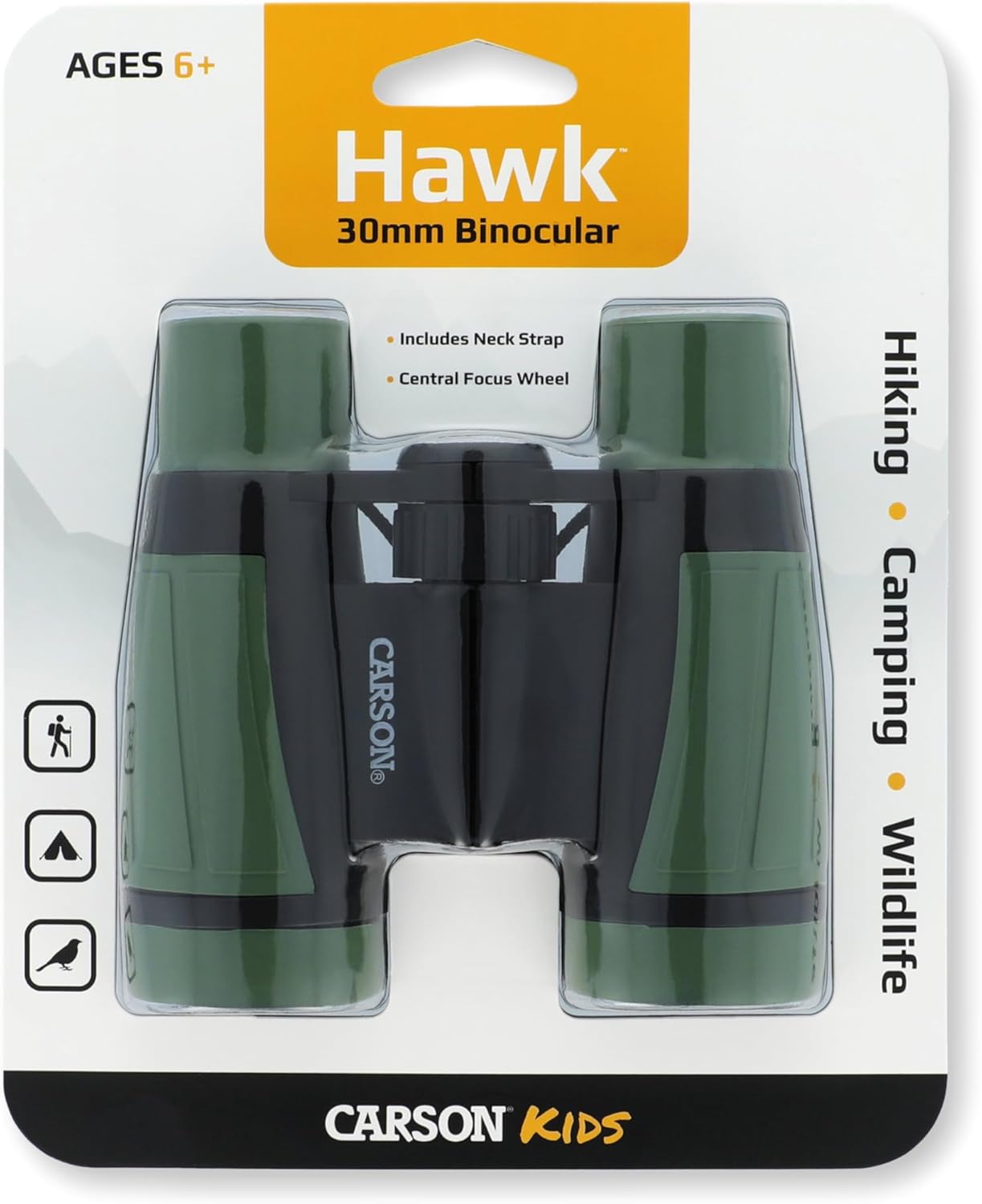 Carson Hawk Kids 30mm Beginner Field Binoculars (HU-530)