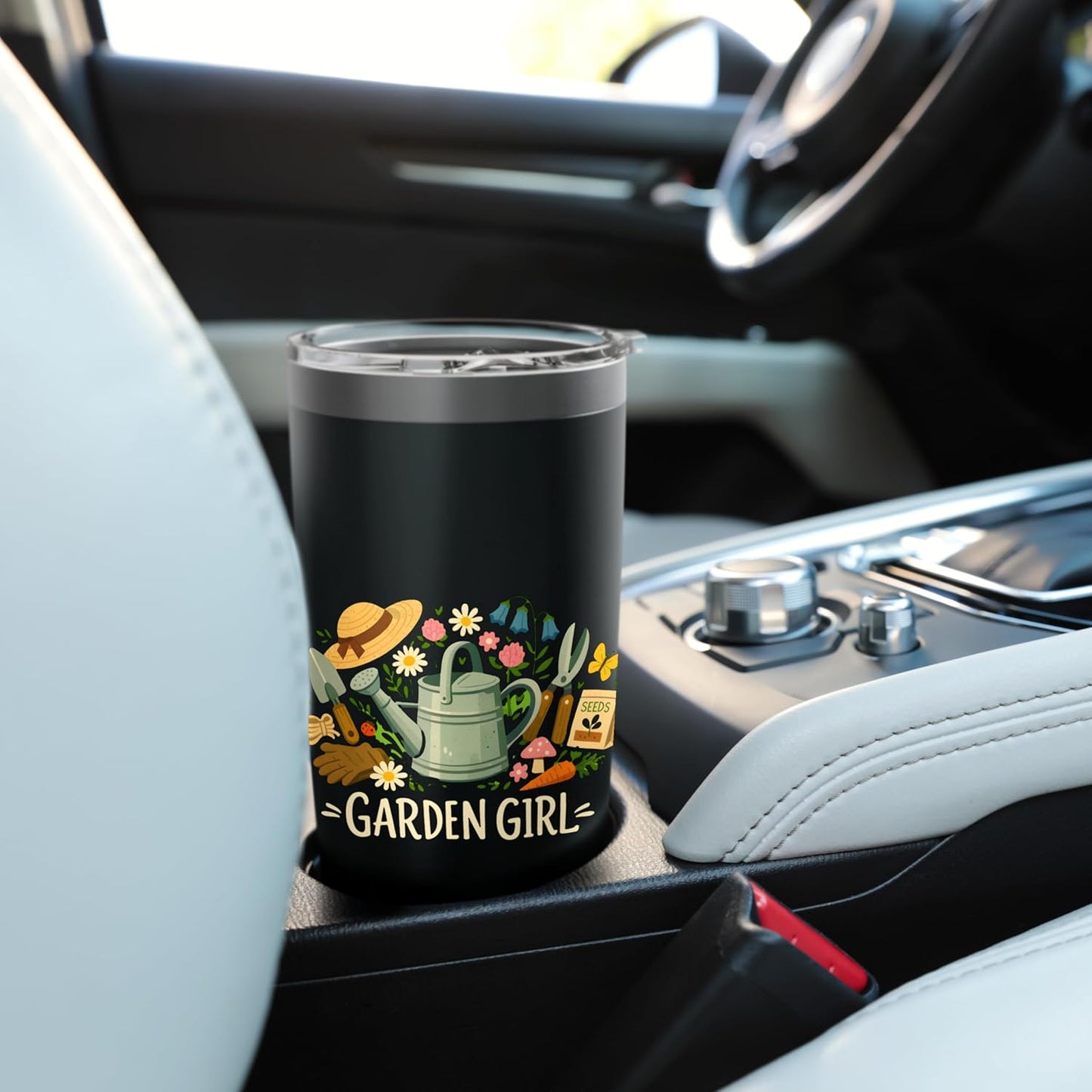 Garden Girl Gardening Tools Watering Can Seeds Flowers Stainless Steel Insulated Tumbler