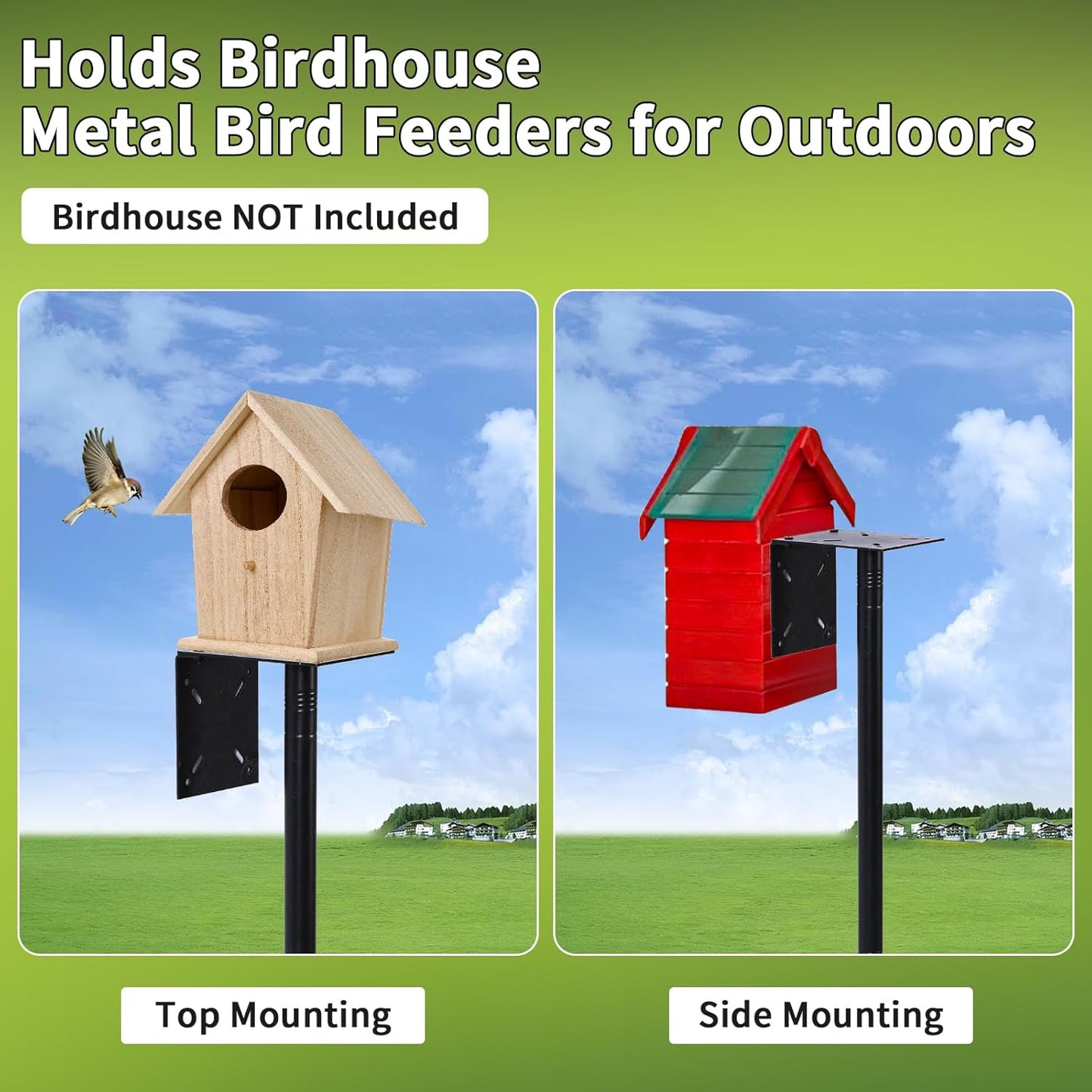 Bird Feeder Pole 4-in-1 with Squirrel Baffle, Metal Bird Feeders for Outdoors with Pole, Bath, Food Tray, 4 Hooks and Holds Cage 92 Inch