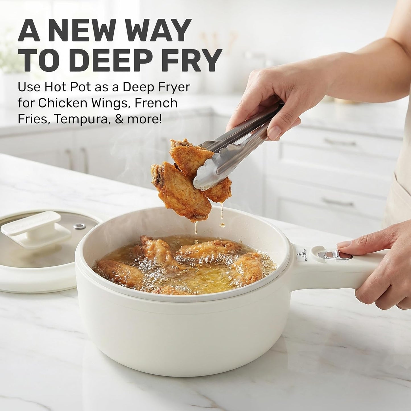 PRO 2.5L Electric Hot Pot with Lid & Steamer, All in 1 Non Toxic Ceramic Cooker Skillet Hotpot and Deep Fryer Pot for Ramen, for Dorms, Camping, RVs, Adjustable Temp. - New Improved 2026 Model