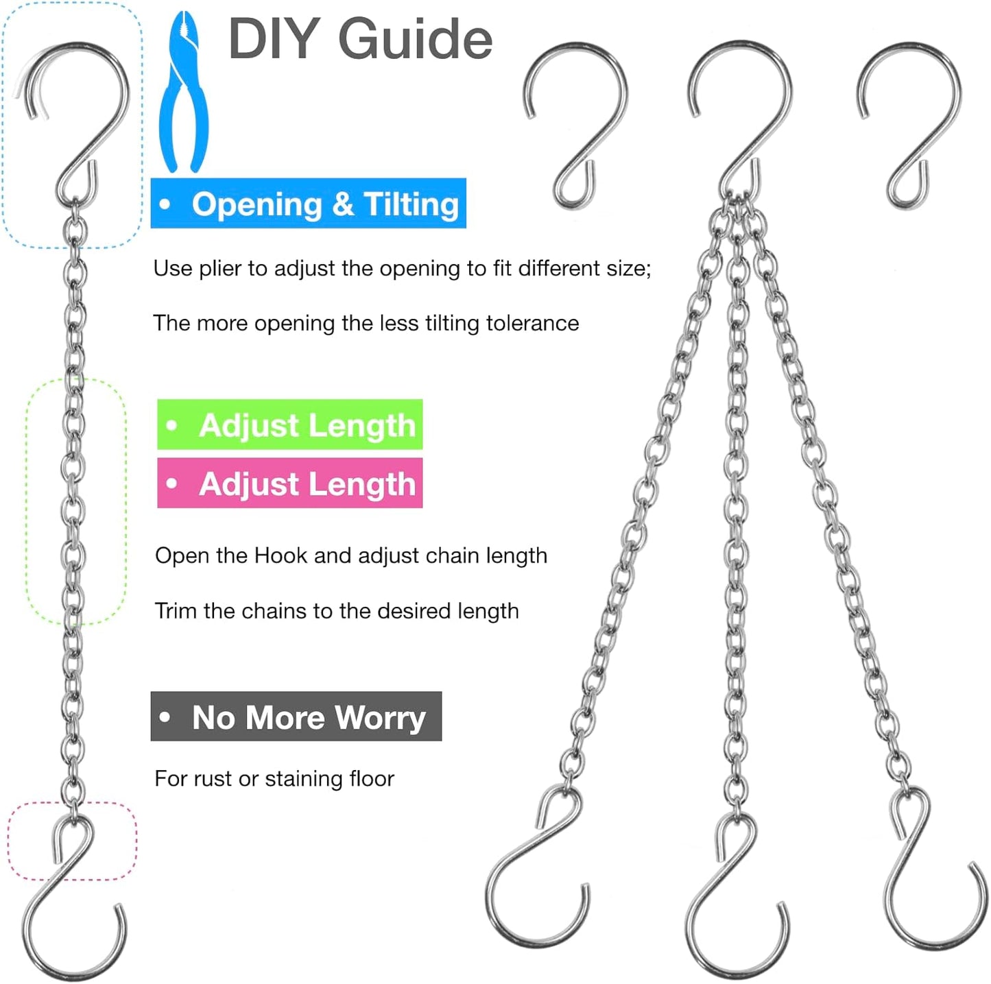 HS's Creation Stainless Steel 304 Planter Hanging Chain 10.5 Inch Long