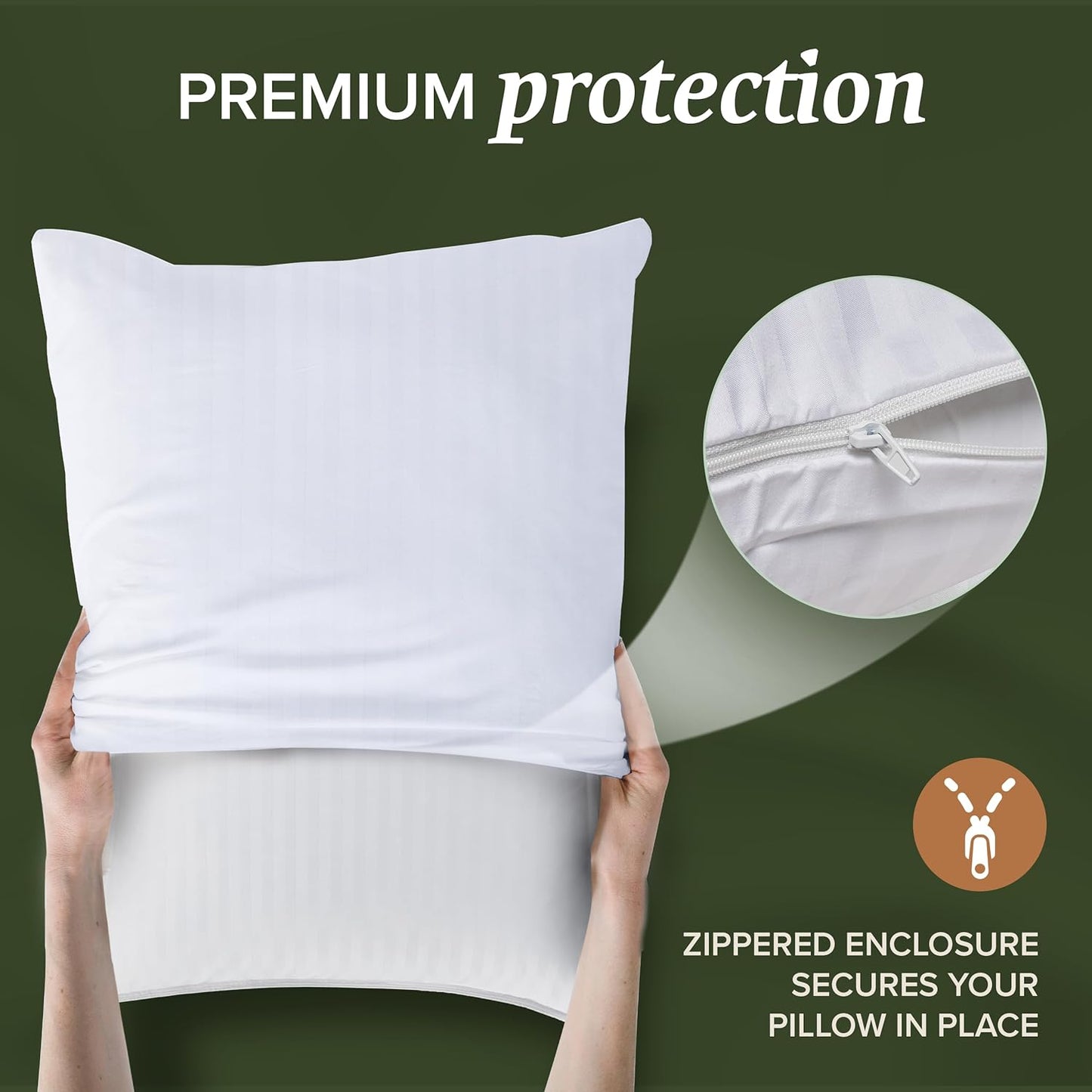 Beckham Hotel Collection King Size Pillow Protector 2 Pack with Zipper, Soft and Breathable Cotton Pillow Protector Covers
