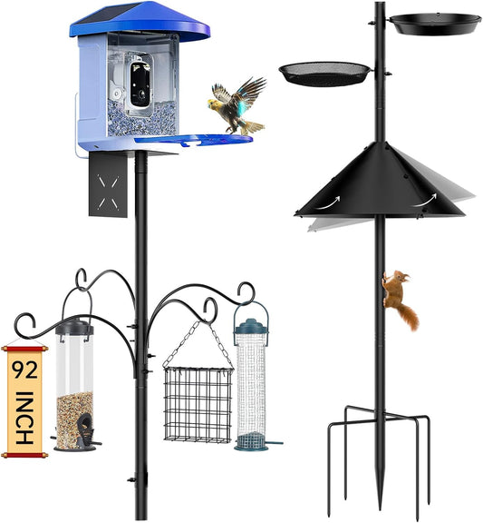 Bird Feeder Pole Squirrel Proof, 92 Inch Heavy Duty Bird Feeder Pole f