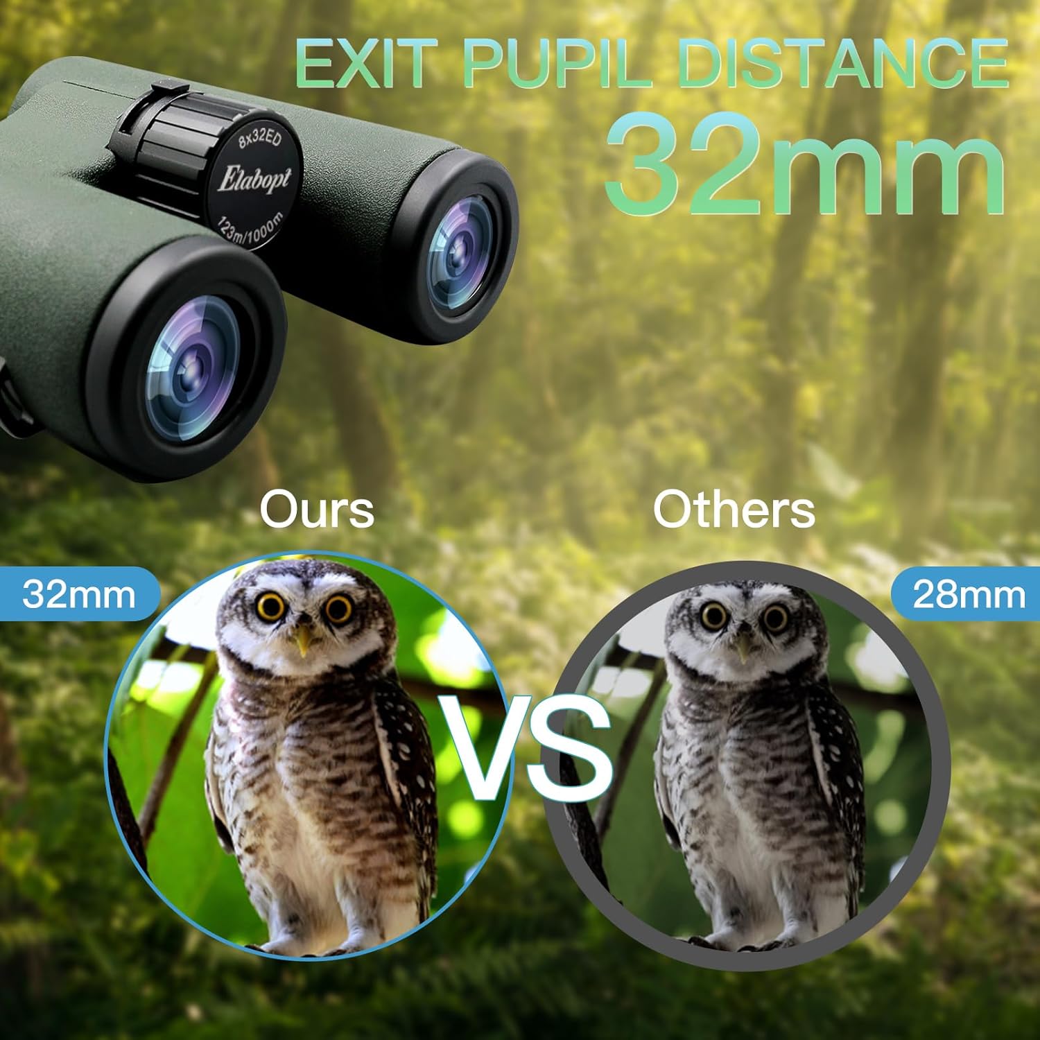 8x32ED Compact Binoculars for Adults – High-Powered BAK4 Prisms, Diamo