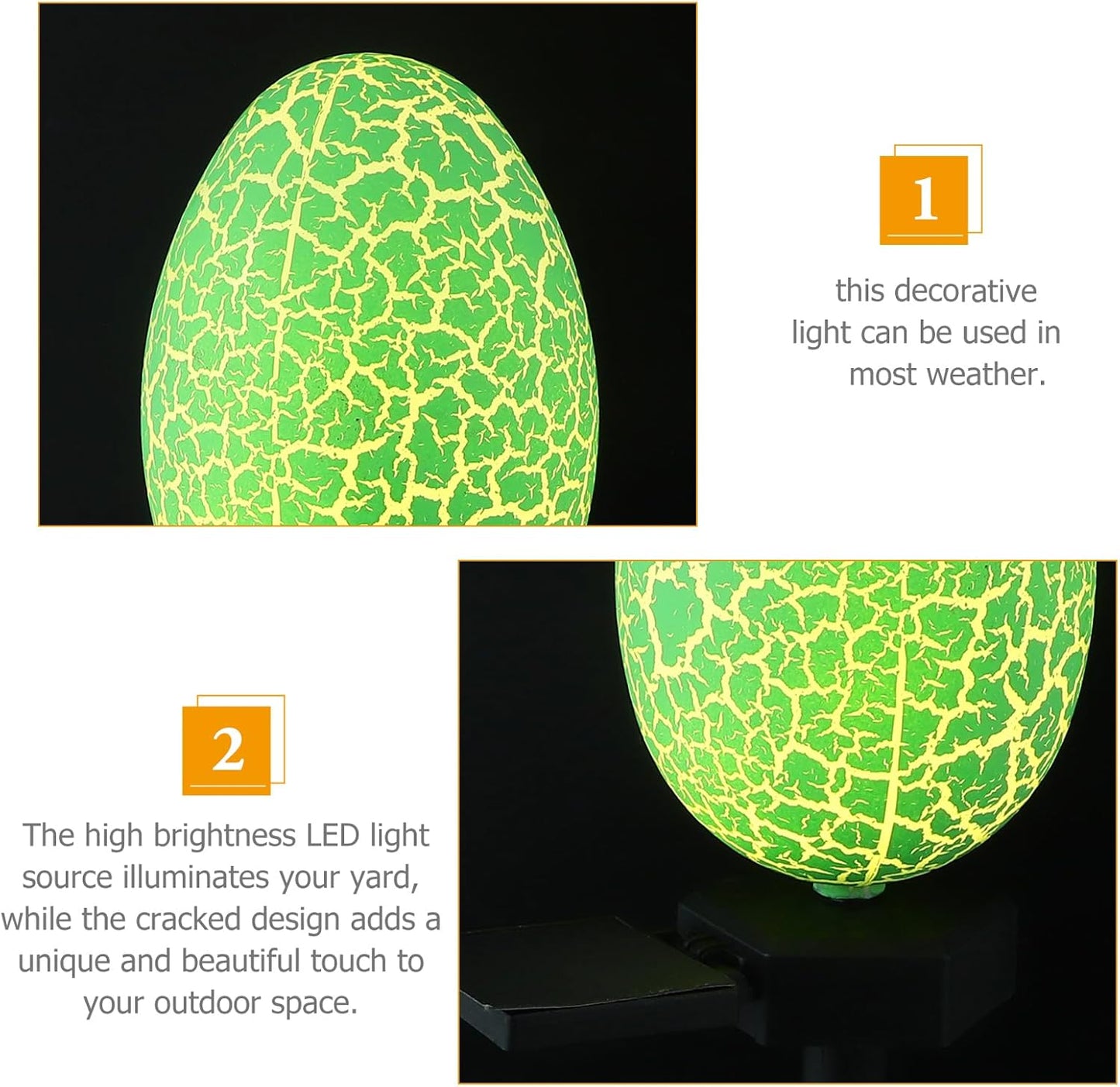 Solar Easter Egg Yard Light Outdoor Garden Solar Lamp LED Crackle Shell Landscape Decor Green Stake Light for Holiday Patio Lawn