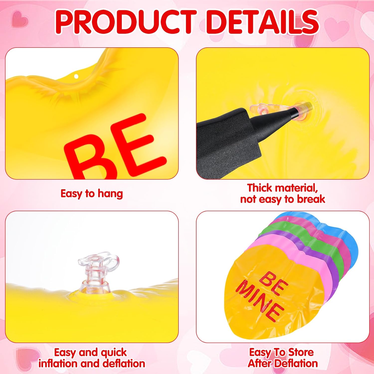 18 Pcs Valentines Day Inflatable Conversation Hearts Outdoor Decoratio