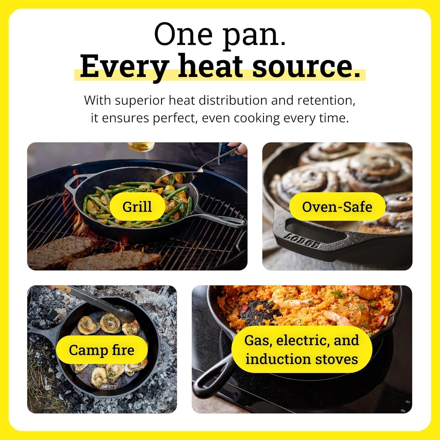 Lodge Seasoned Cast Iron Skillet - PFAS-Free, Non-Toxic Cookware - Use