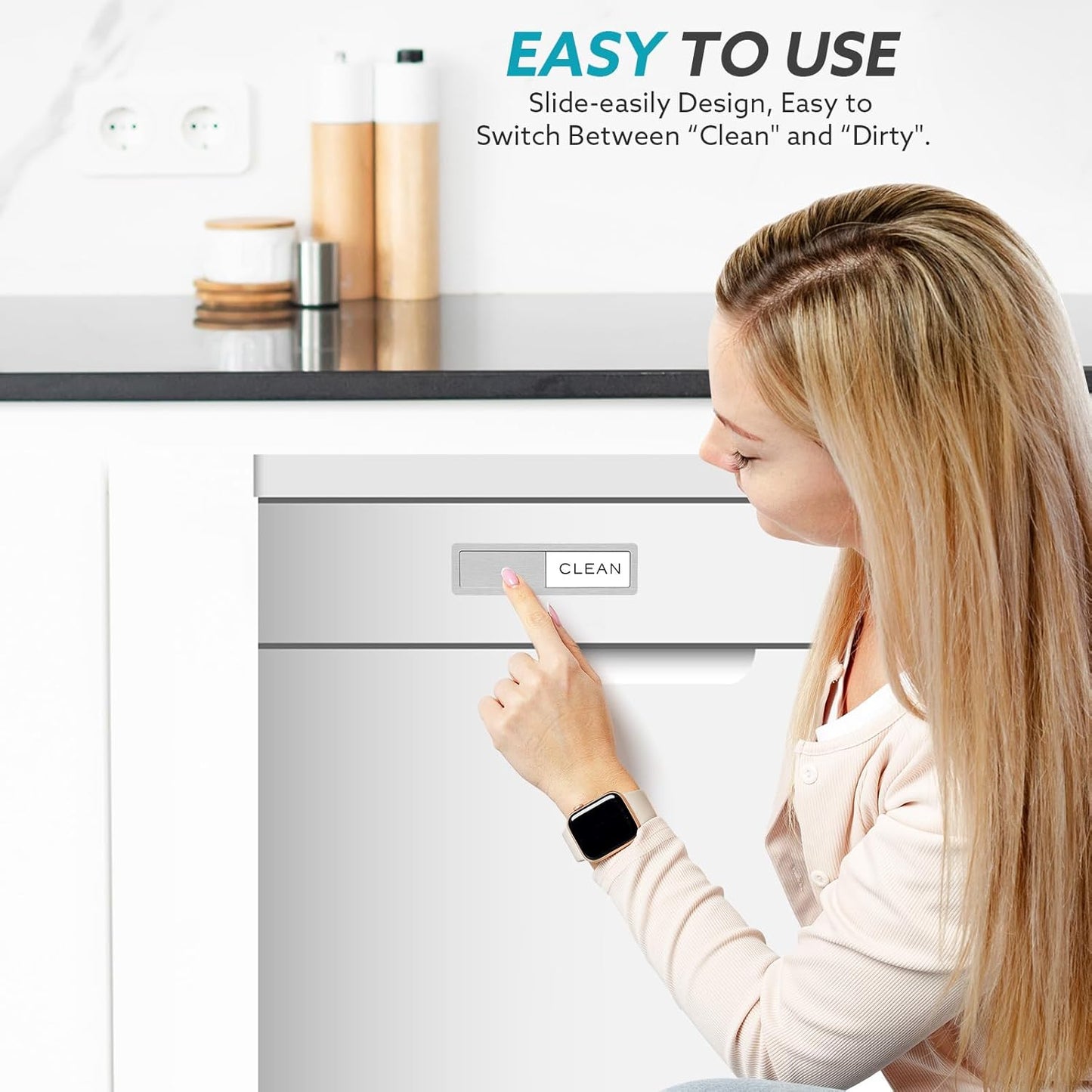 Dishwasher Magnet Clean Dirty Sign, Strong Magnet Non-Scratch Clean Di