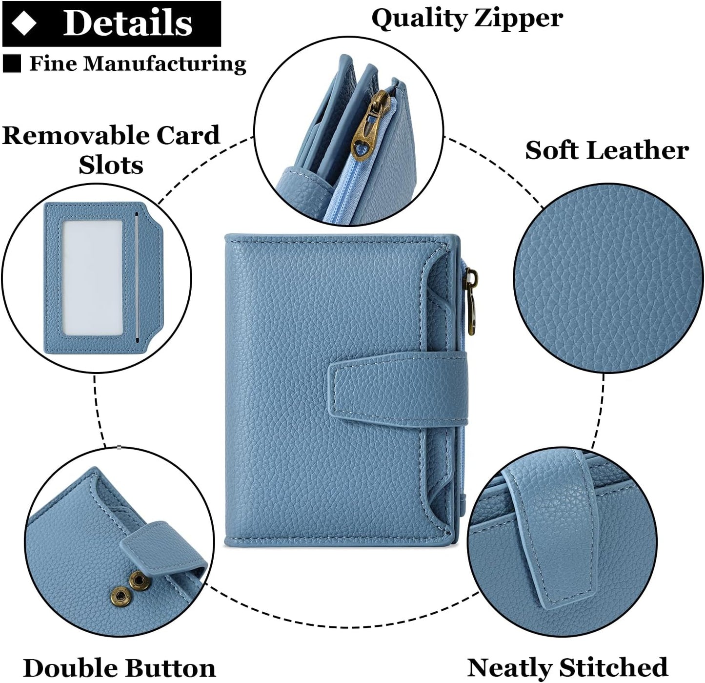Small Wallet Women RFID Blocking Soft Leather Bifold Compact Card Hold