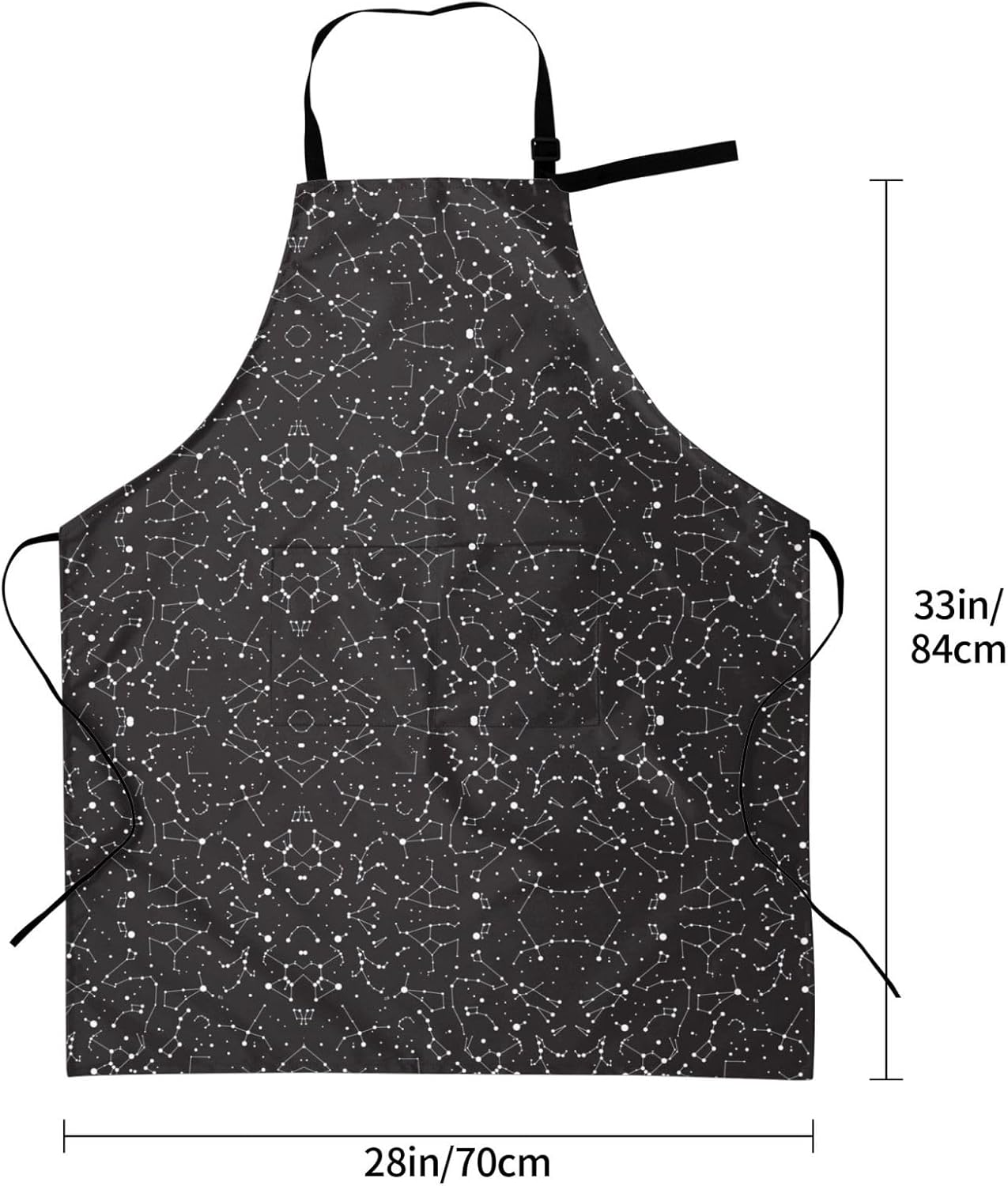 Starry divination constellation Print 28x33 In Adult Kitchen Apron with Pockets Versatile Chef Smock for Cooking Baking