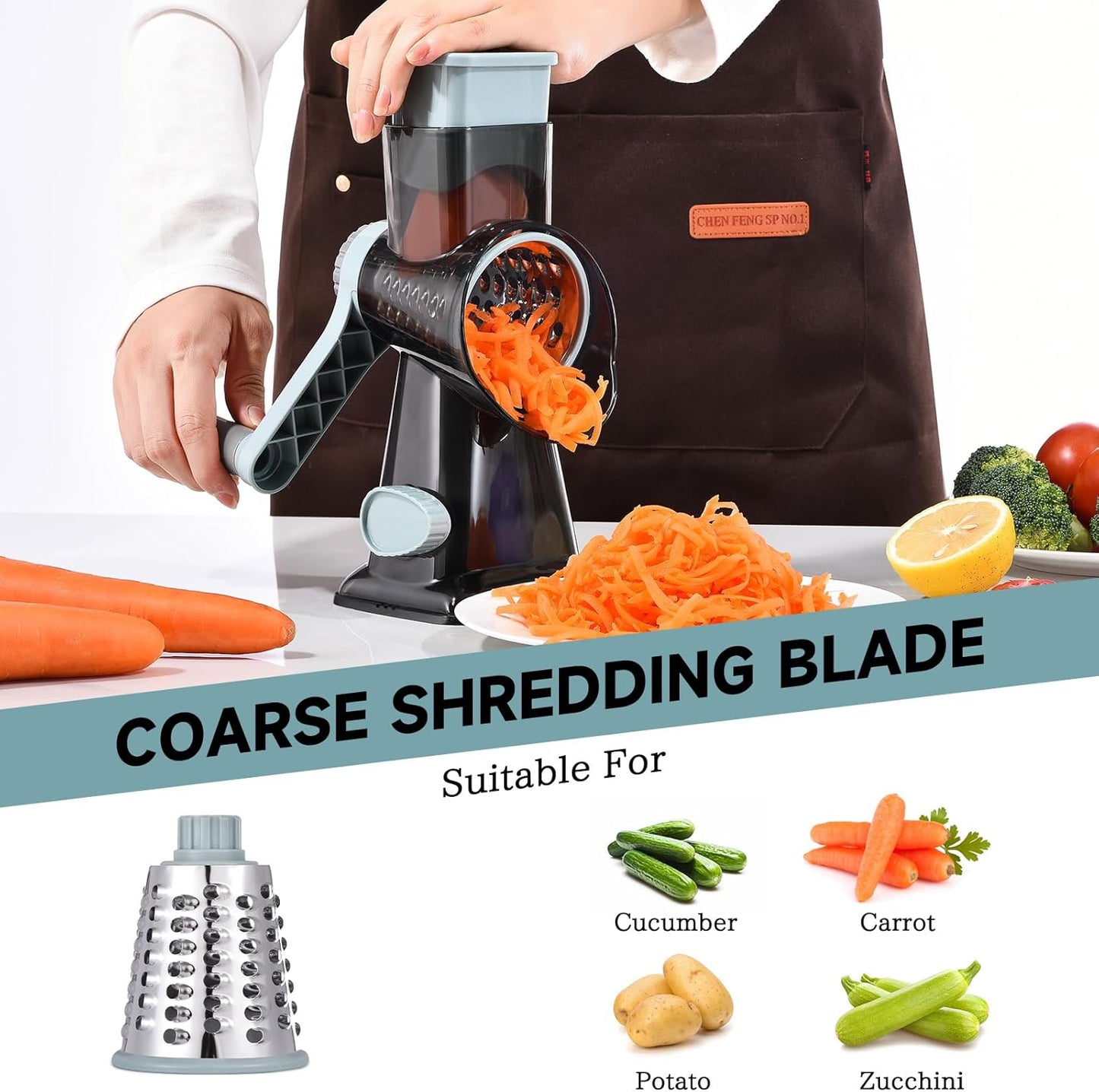 Rotary Cheese Grater with Handle Kitchen Shredder Slicer Grater Slicer