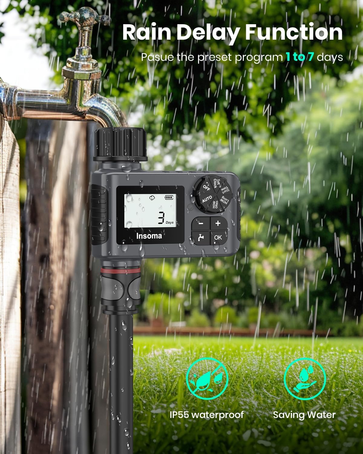 Outdoor Garden Hose Faucet Timers, Programmable Water Sprinkler Timer 