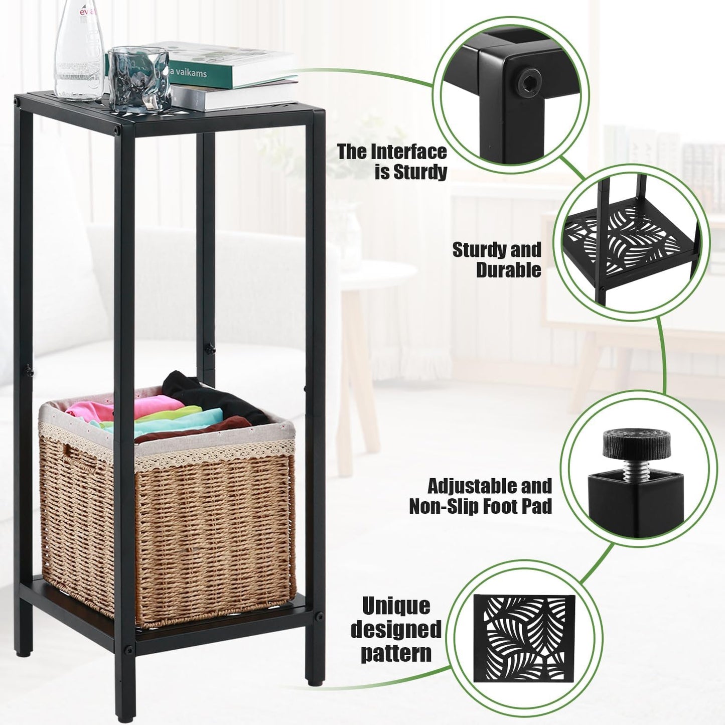 Party Zealot 2-Tier Tall Metal Square Plant Stand Heavy-Duty Modern Fl